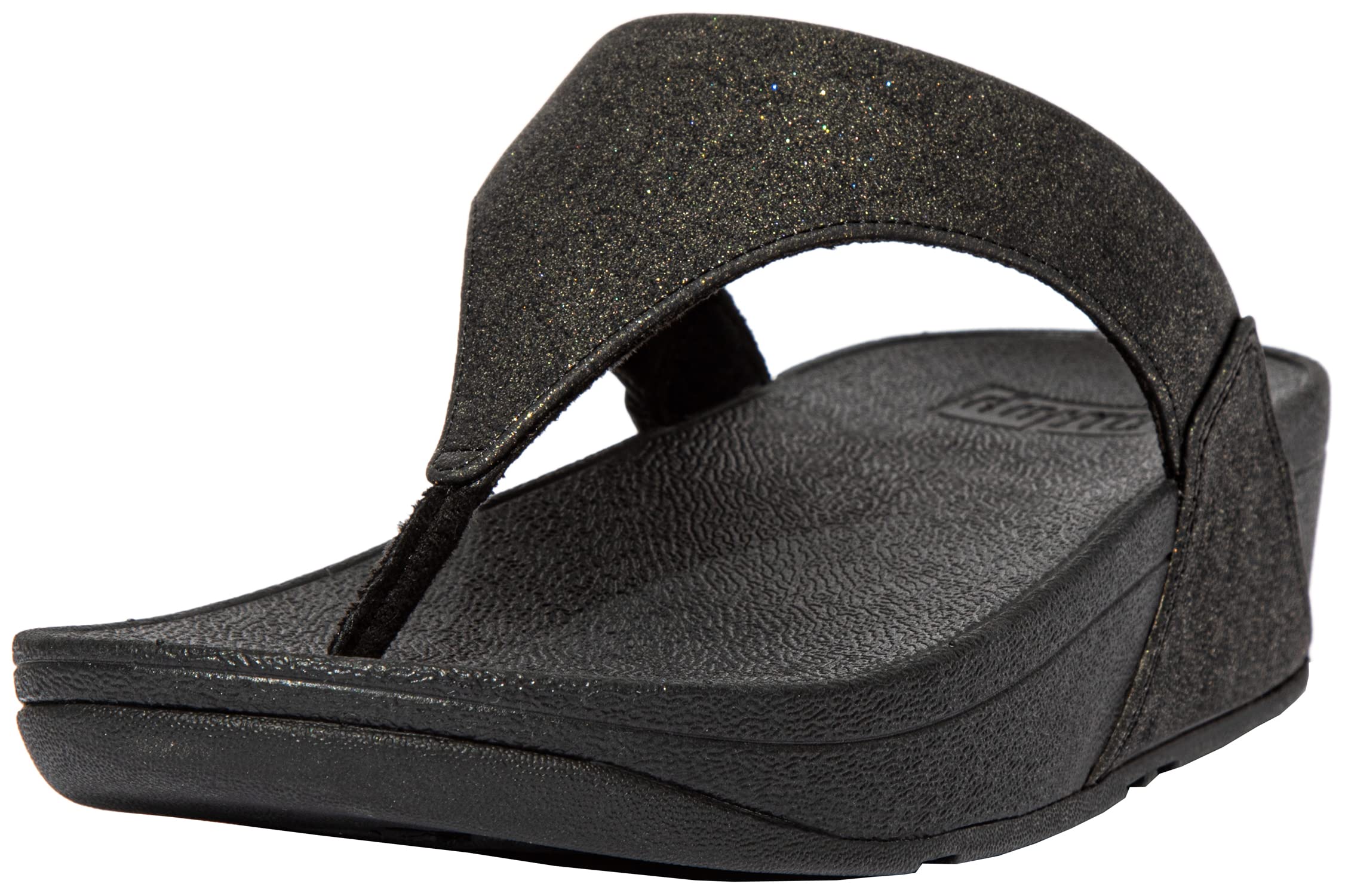 FitFlop Women's Lulu Shimmer All Black Toe-Post Sandals