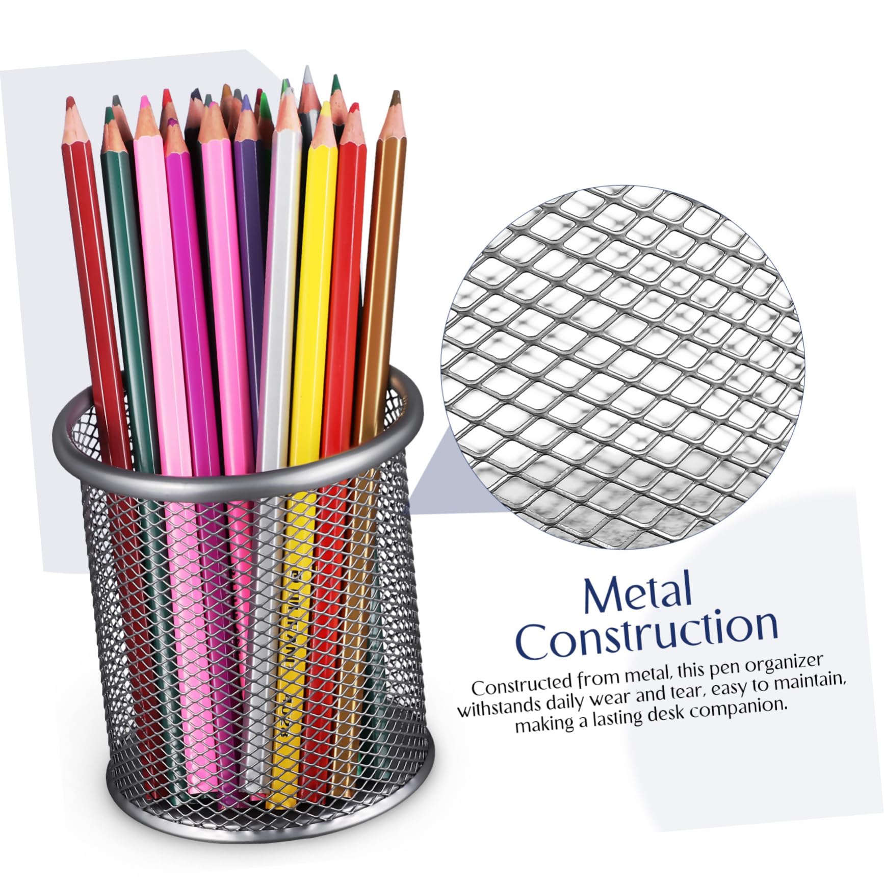VILLCASE 10piezas Organizador De Escritorio De Metal Mesh y Portalápices Multiusos Para y Maquillaje Accesorio De Almacenamiento Para Lápices y