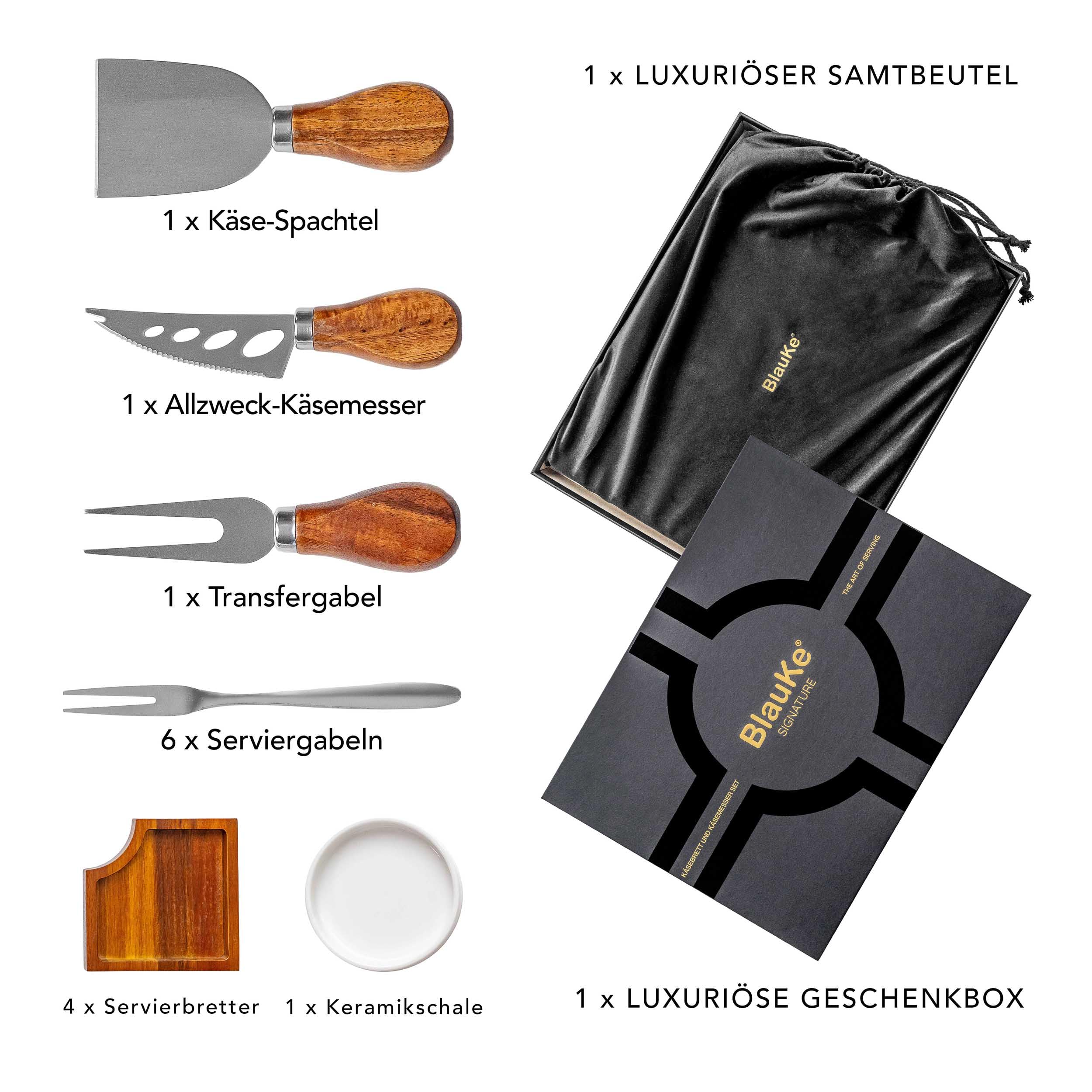 Akazienholz Käsebrett mit Käsemesser Set – Servierbrett aus Akazienholz, EIN Upgrade von Bambus Charcuterie Boards und Cheese Boards – Servierplatte Holz Käseplatte, Frühstücksbrett – Geschenk Idee