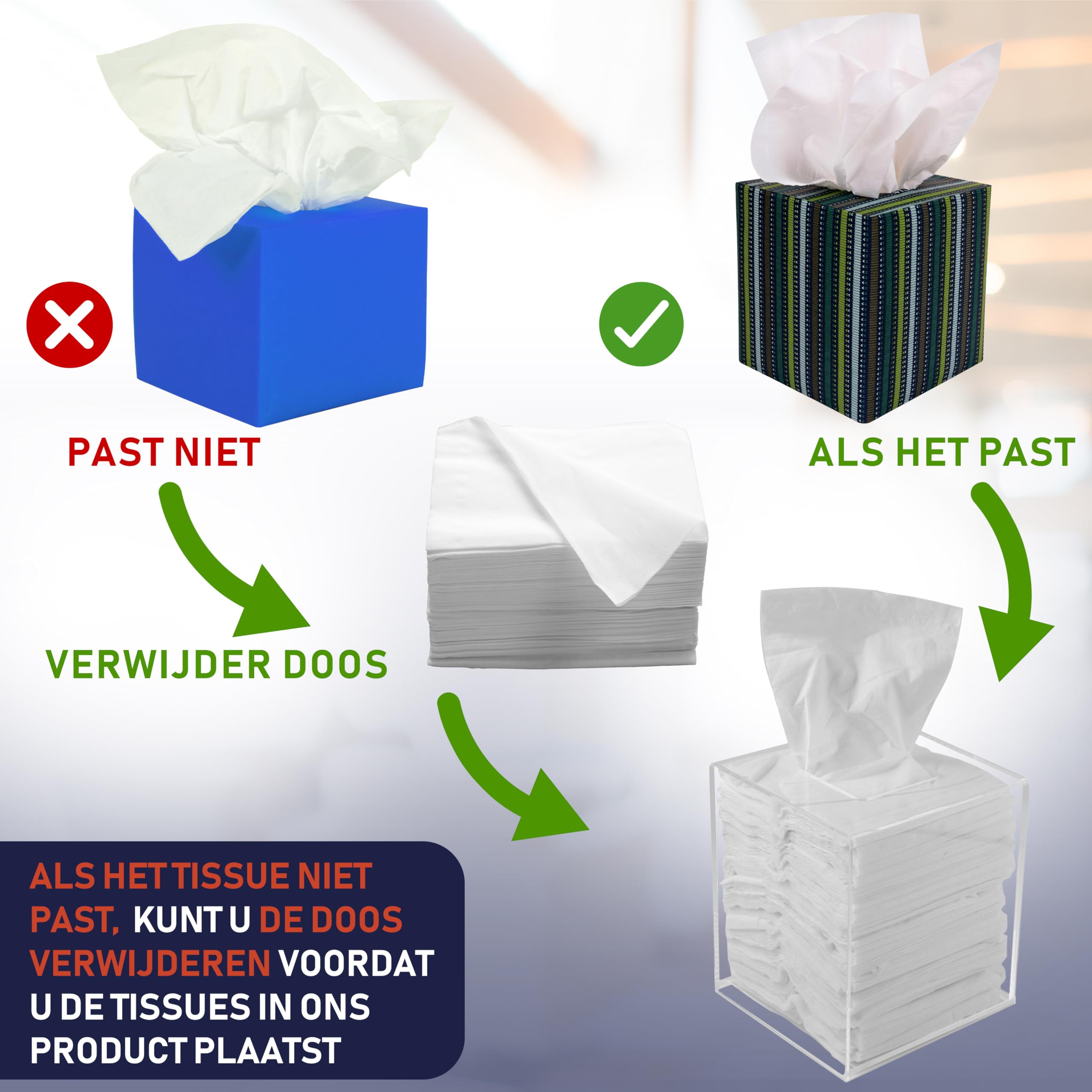 HIIMIEI Acryl Tissue Box Cover Witte Tissue Houder Vierkante Servet Dispenser voor Thuiskantoor Restaurant - Wit
