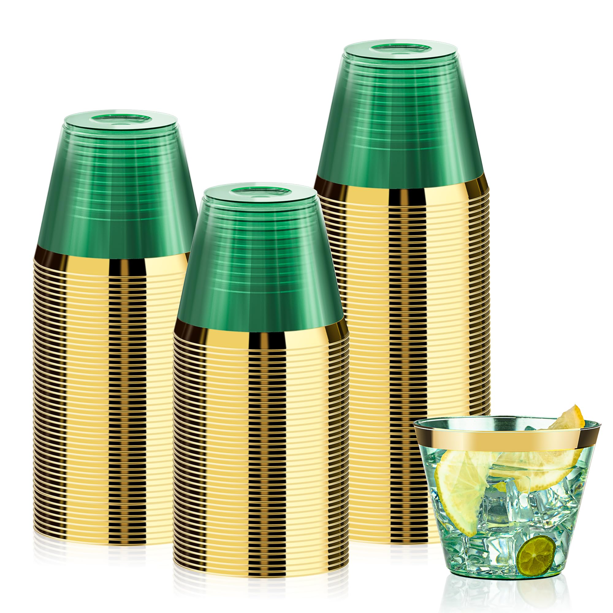 Bestluck 100Pack 9oz Gold Plastic Cups,Clear Disposable Cups with Gold Rim — Amazon image 14