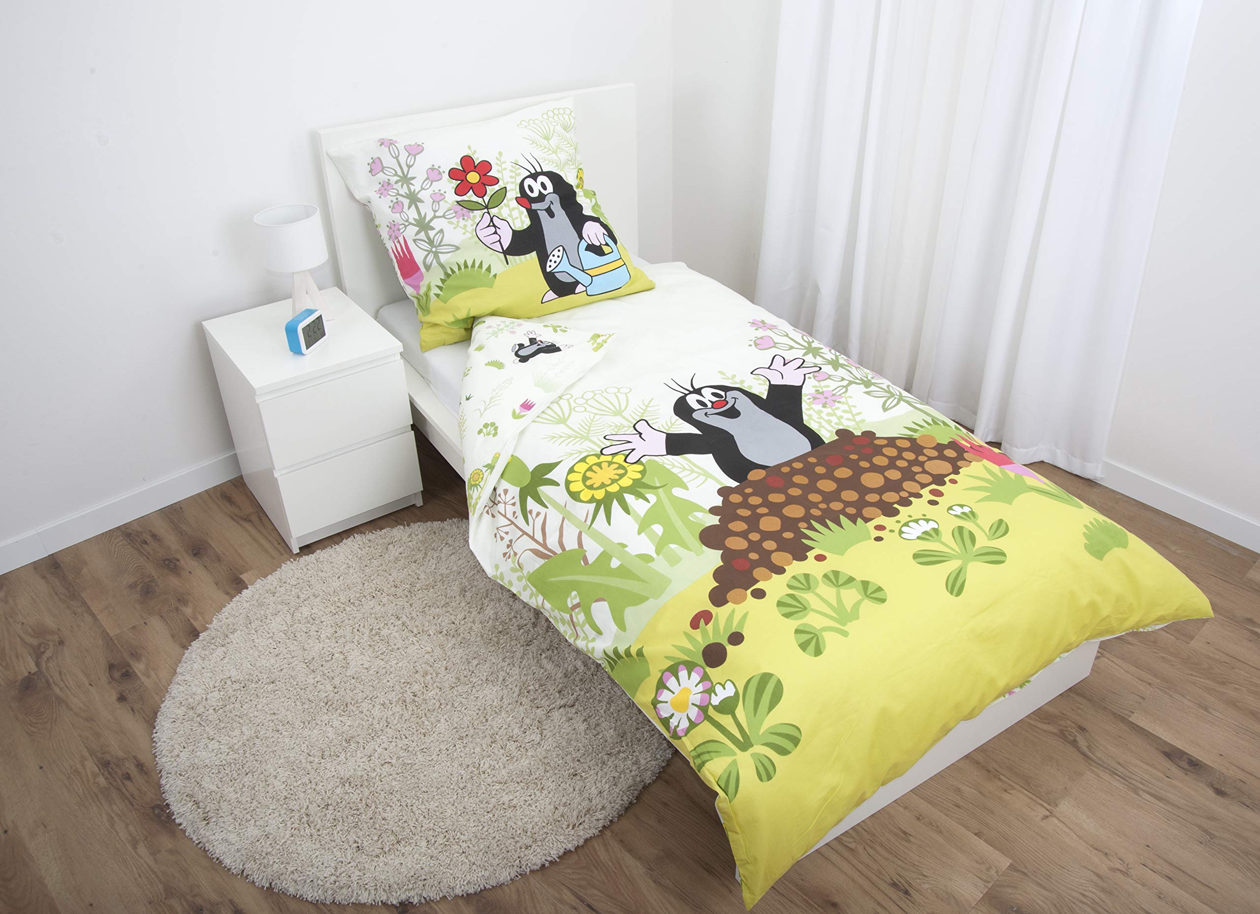 Herding DER KLEINE MAULWURF Bettwäsche-Set, Wendemotiv, Bettbezug 135 x 200 cm, Kopfkissenbezug 80 x 80 cm, Baumwolle/Renforcé, Bunt