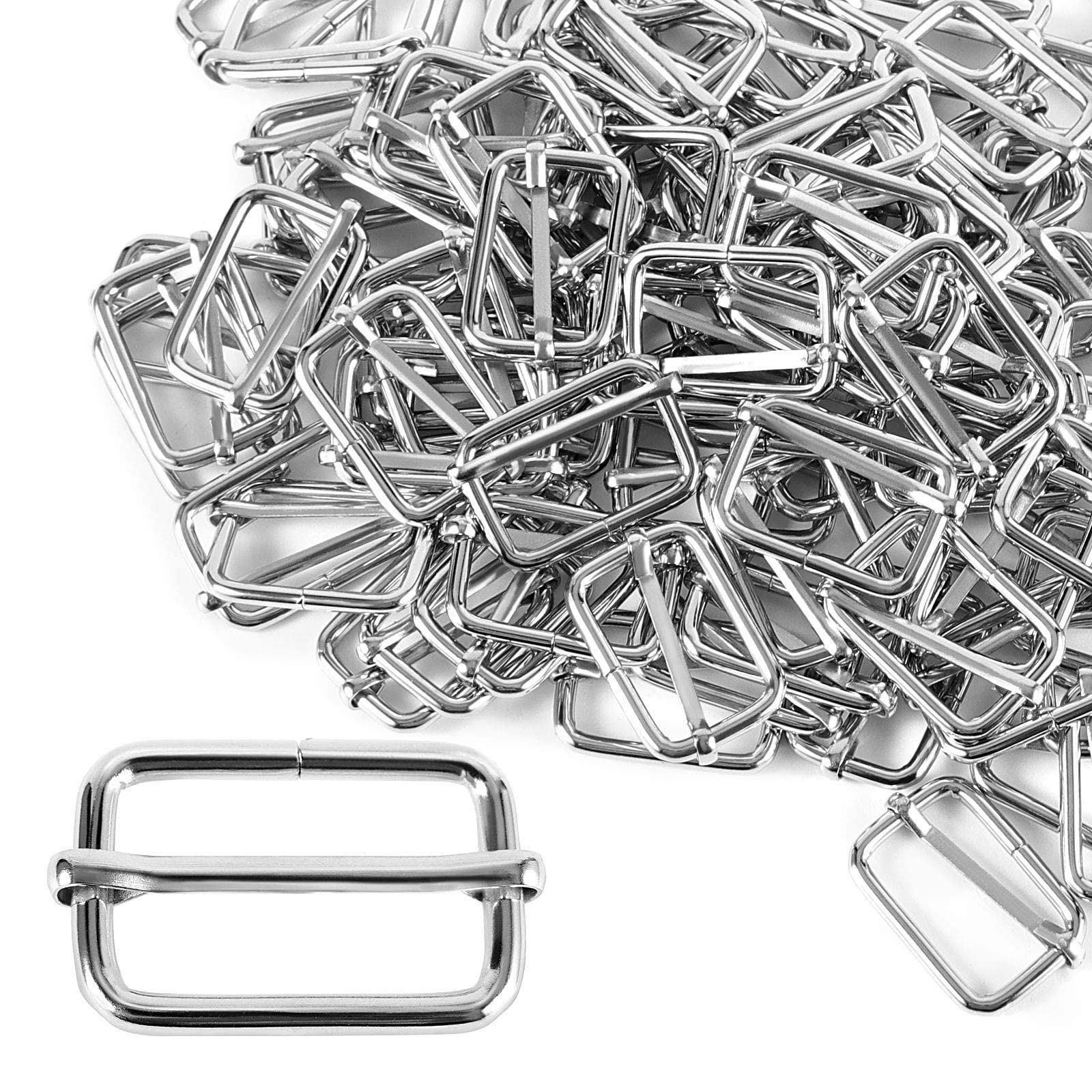KEILEOHO 300 PCS 1 Inch Adjustable Slide Buckle, Tri-Glide Slides Rectangle Buckles, Metal Webbing Slider Strap Buckles for Adjuster Backpack, Purses