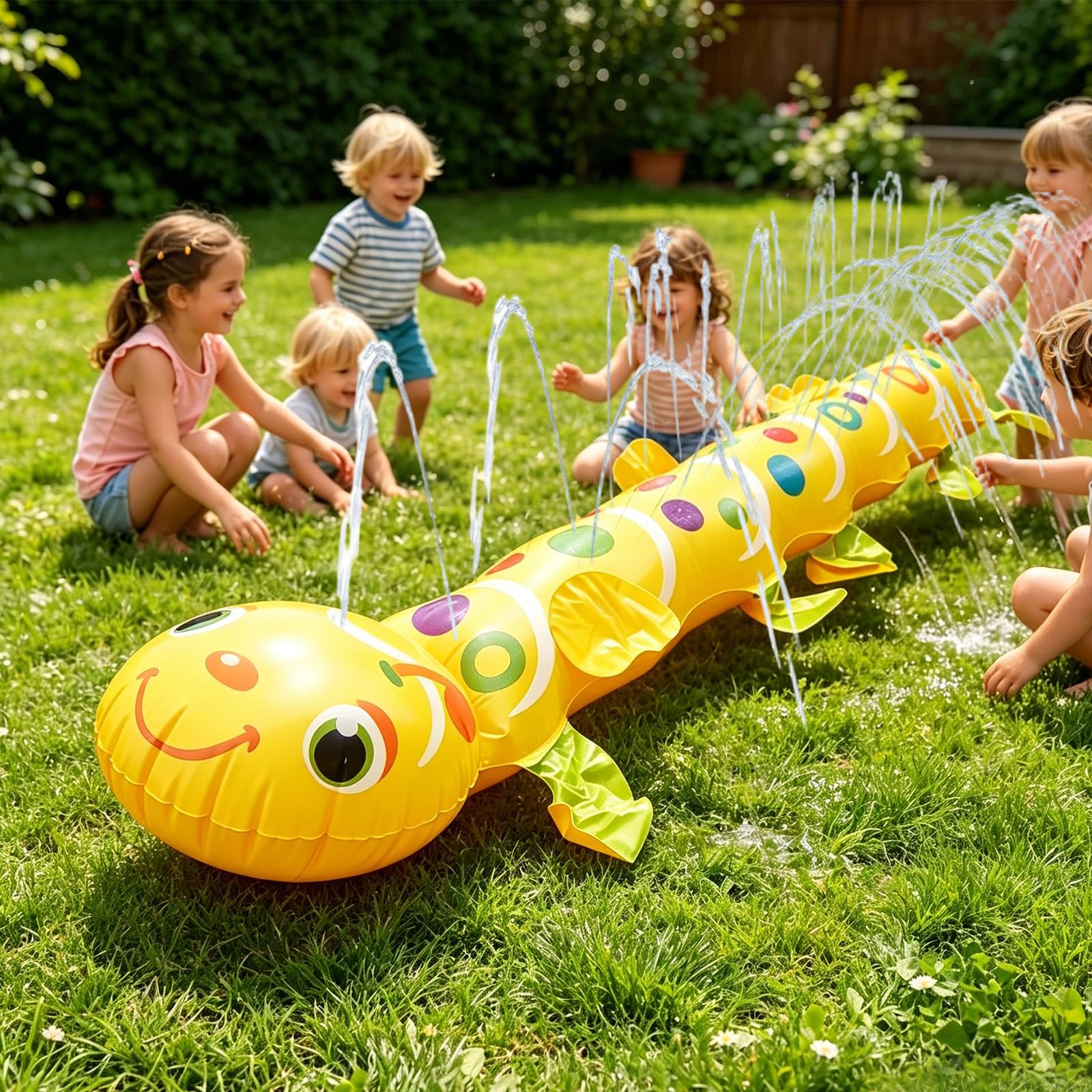 140CM Water Sprinkler for Kids, 55 Inch Kids Sprinkler Summer Garden Beach Caterpillar Water Spray Mat Automatic Spraying, Garden Water Toys Encourage Active Running Splashing Fun for Boys Girls