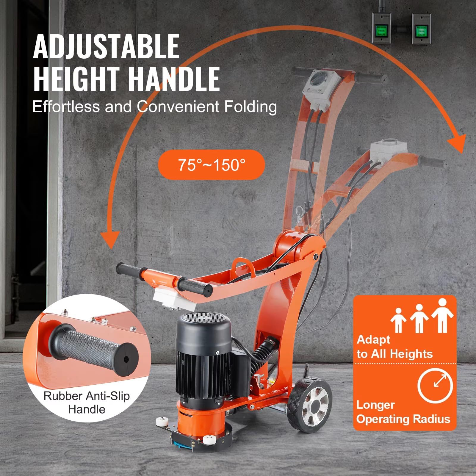 Lucidatrice elettrica Walk-Behind per pavimenti in calcestruzzo, 1.7HP 1300W 1720RPM, ideale per superfici in pietra di marmo di granito