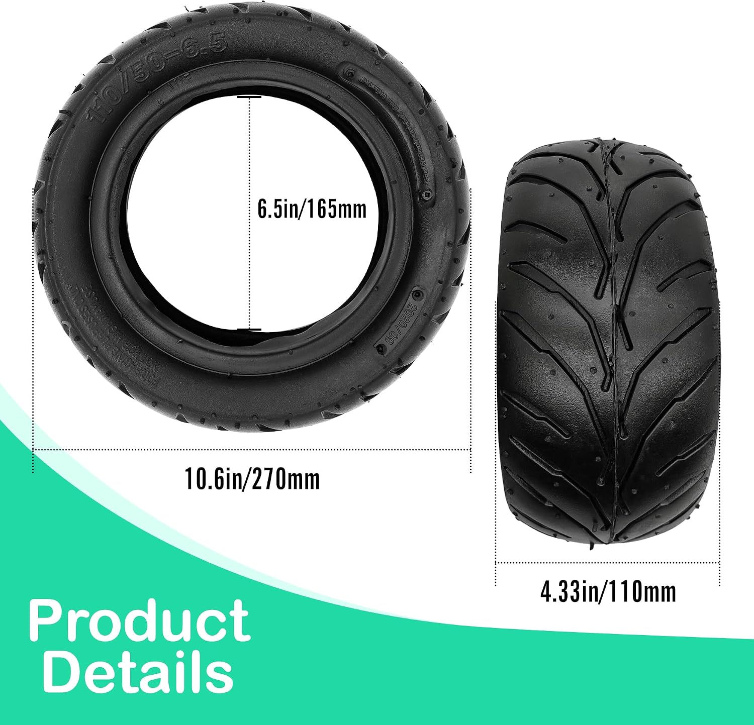 110/50-6.5 Tire and Tube,For 38cc 47cc 49cc Mini Pocket Rocket Drit Pit Scooter Mini Moto (110/50-6.5 Tire and Tube)
