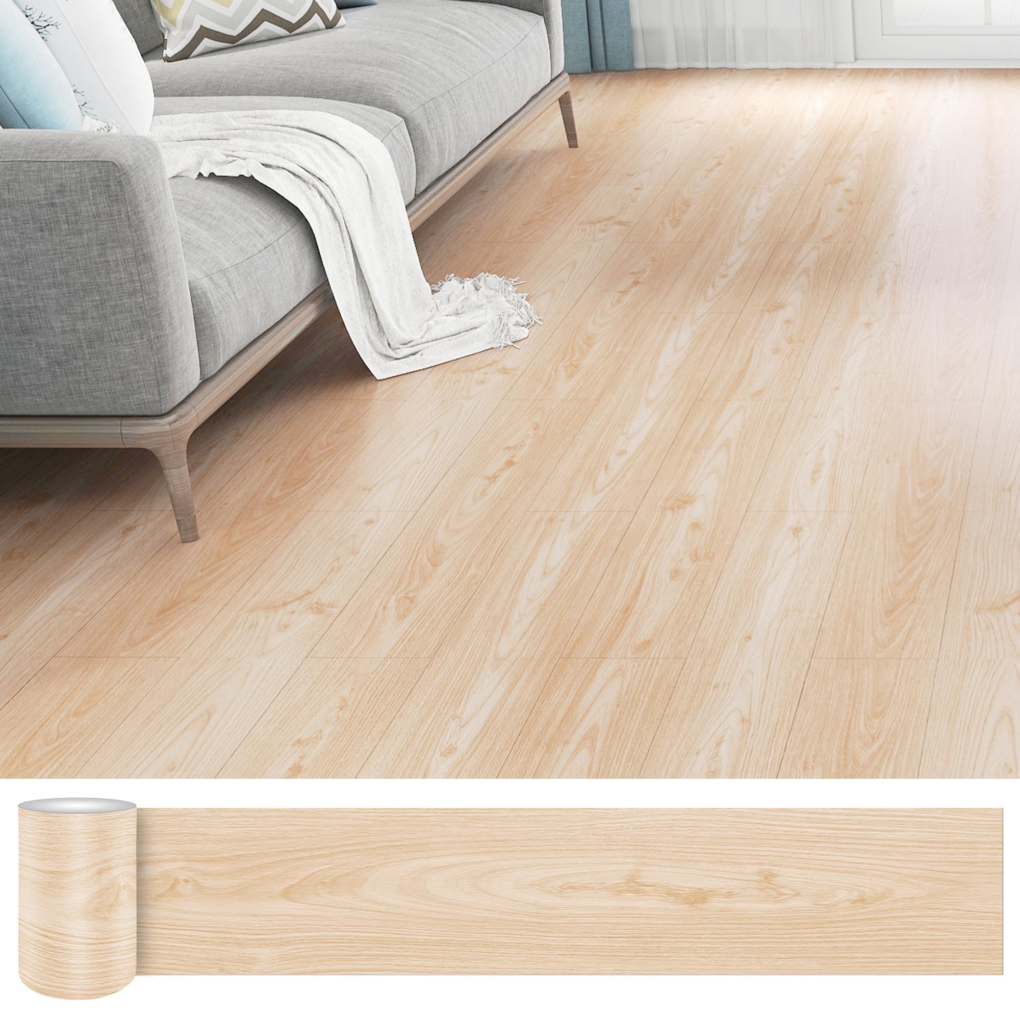 Lareko Vinyl Flooring Roll Wood Self Adhesive Plank Tiles Blonde Oak
