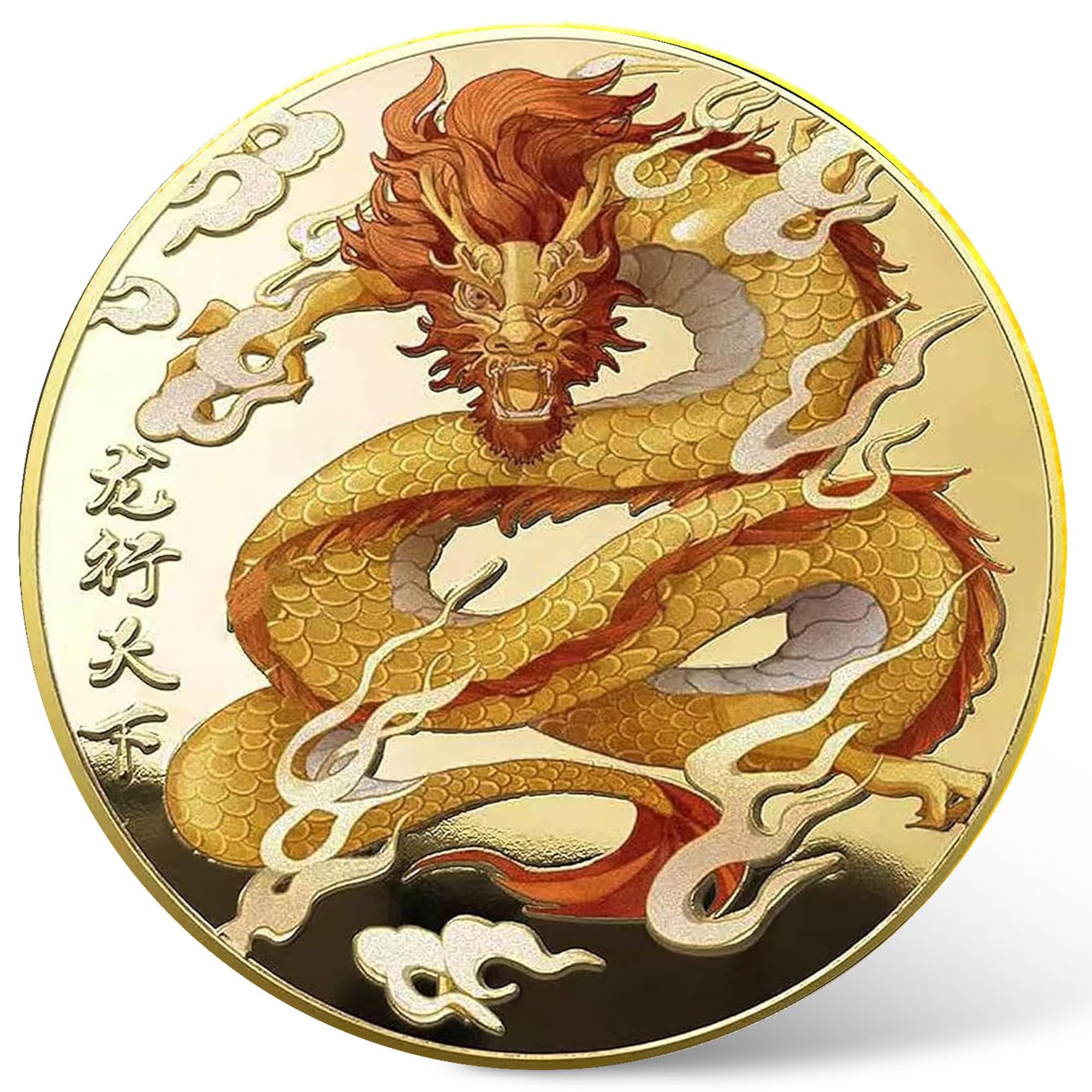Golden Chinese Dragon's Blessing Solid Alloy Lucky Coin - Harness The Power of The Loong - Lottery Tickets Scratcher Tool