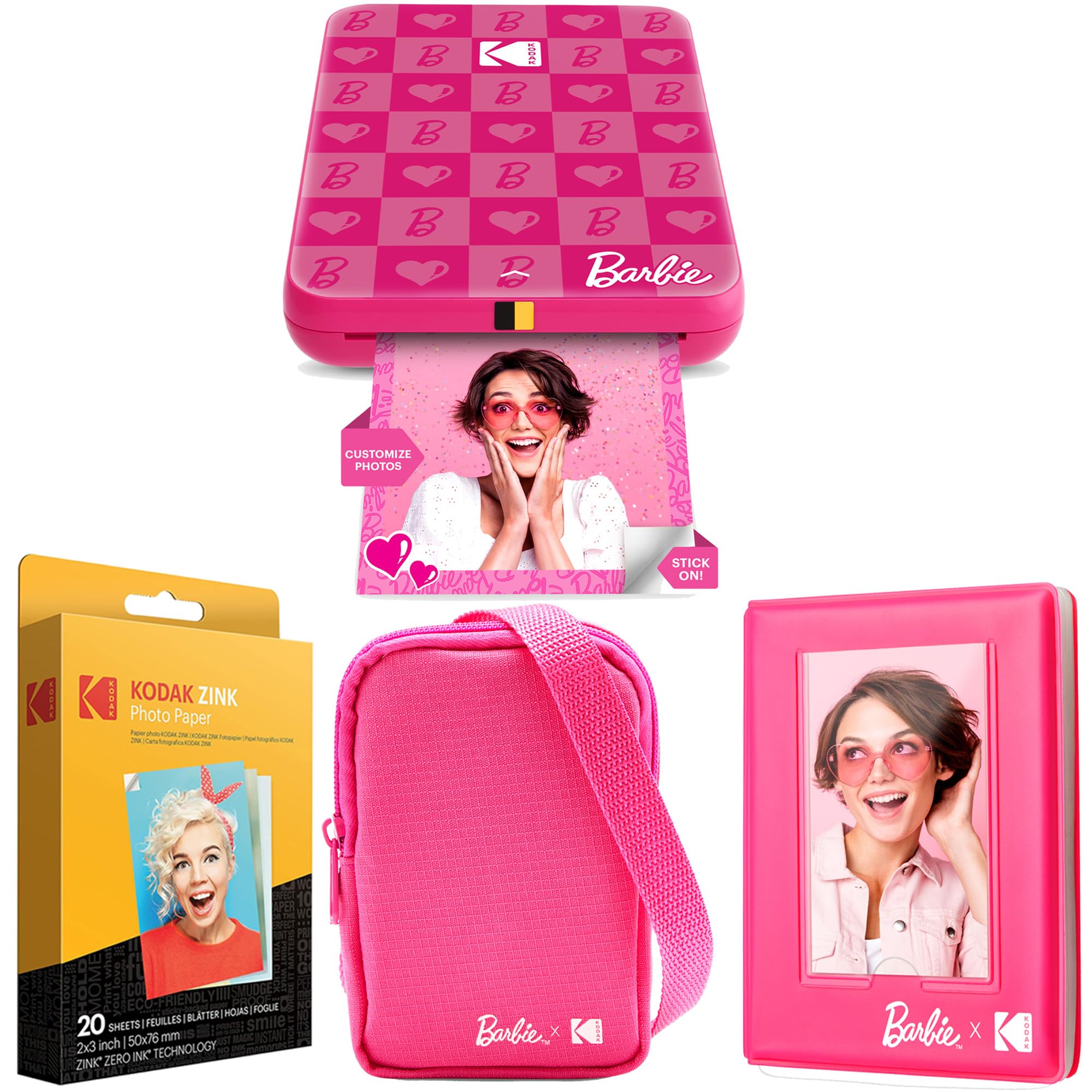 KODAK Barbie Step Slim Stampante Portatile e Wireless per Foto Istantanee (Stile Iconico), Custodia Delue per Fotocamera Barbie, Album Fotografico Barbie, Carta Zink (20 Fogli)