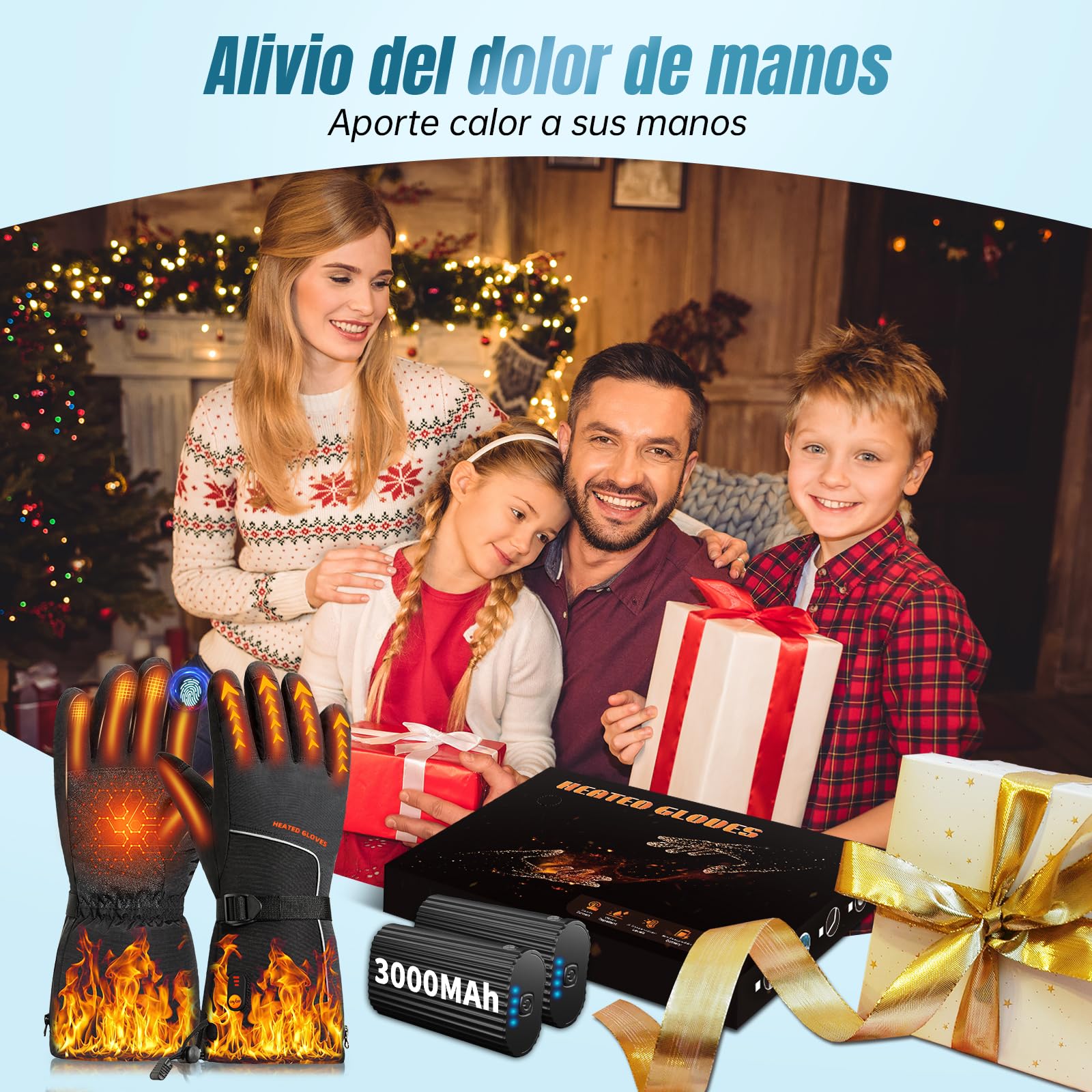 Guantes Calefactables para Mujer Hombre, guantes calefactables Moto con Pantalla Táctil, Resistente al Agua y Antideslizante guante calefactables con Bateria para Trabajos al Aire Libre,Esquí,Raynaud