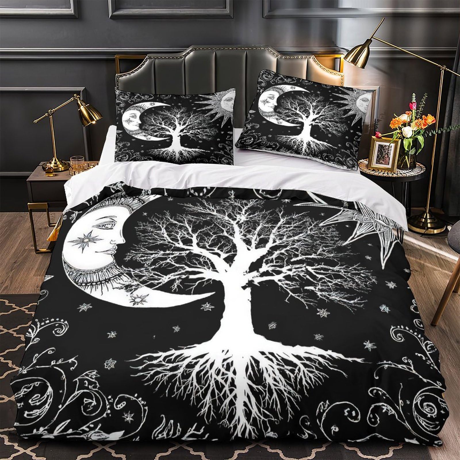 Housse de couette lune 3D抗皱透气超软单人被套 microfibre résistante avec fermeture éclair