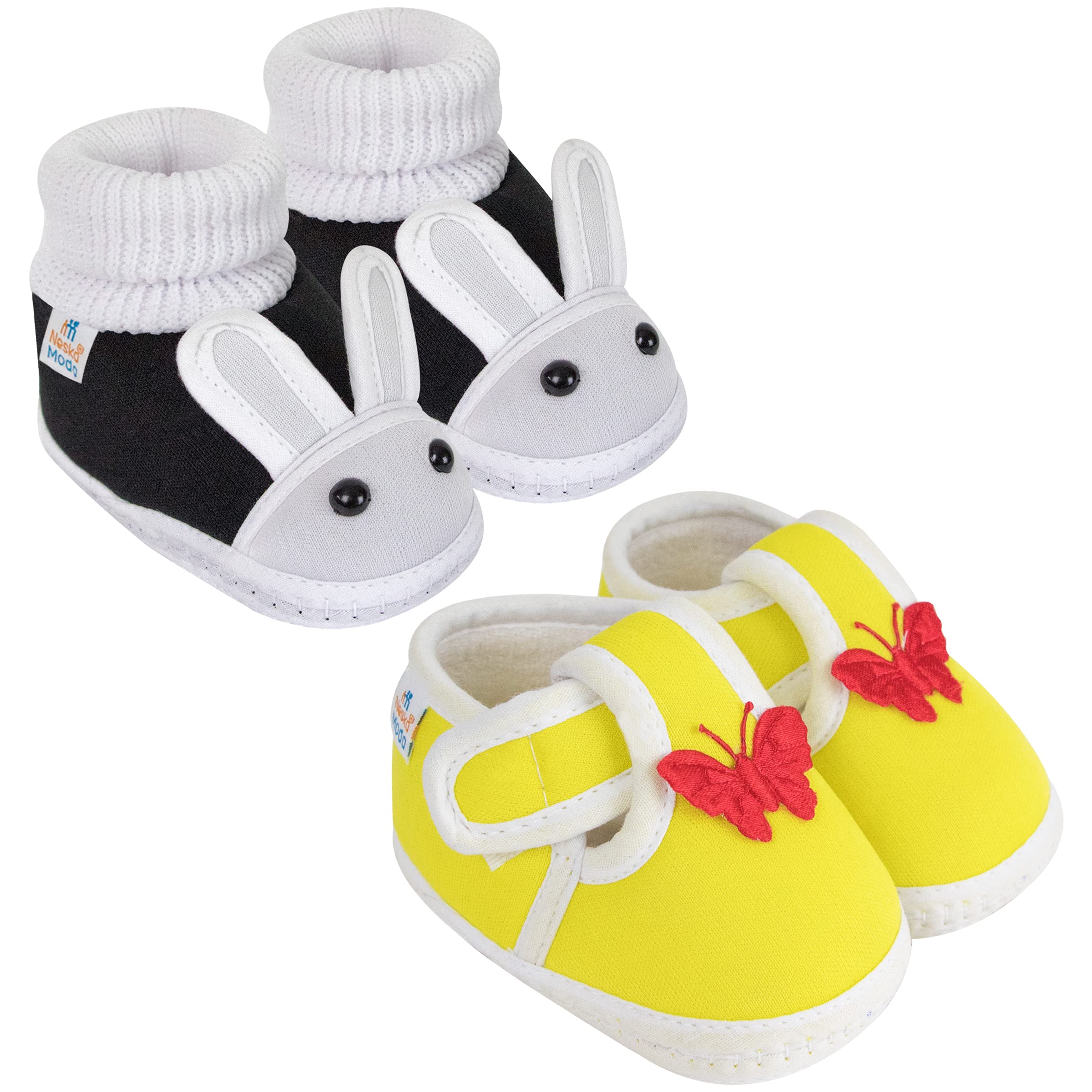 Neska Moda Set Of 2 Pair Unisex Baby Booties for 6 to 12 Months (Black,Yellow) (B07DTD5Q1G) Amazon Price History, Amazon Price Tracker