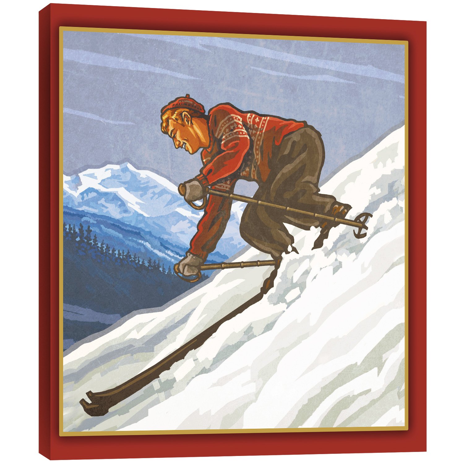 Plaque Murale Skieur de Descente pour habiller un mur vide EcoArt 81076