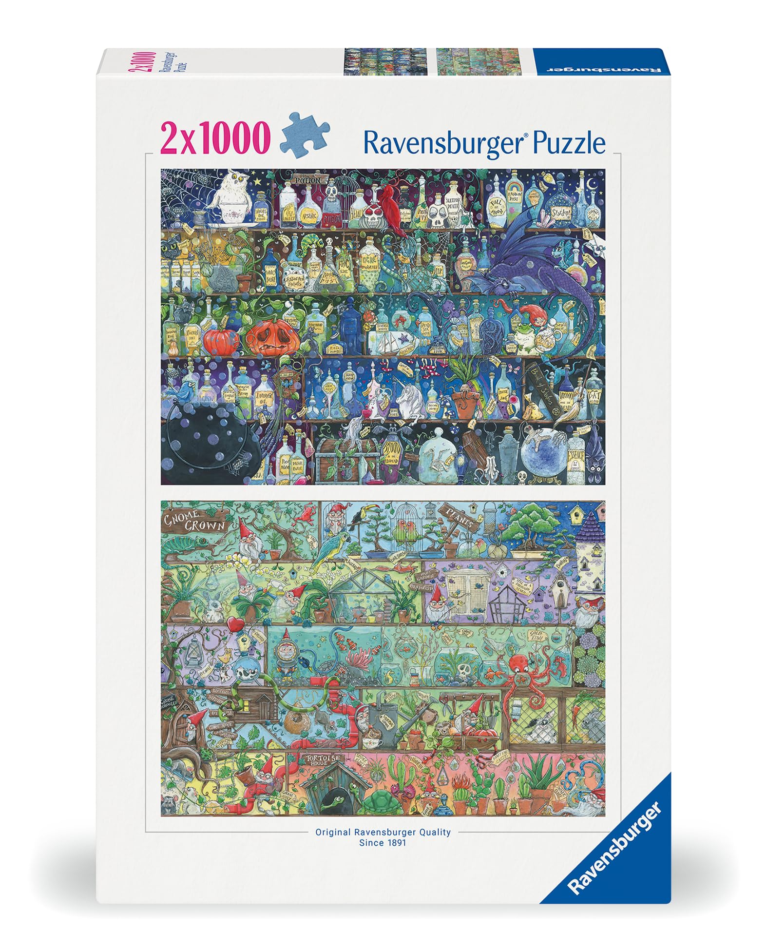 Ravensburger Puzzle 12000338 - Zoe Sadler: Magische Regale - 2X 1000 Teile Puzzle für Erwachsene und Kinder ab 14 Jahren