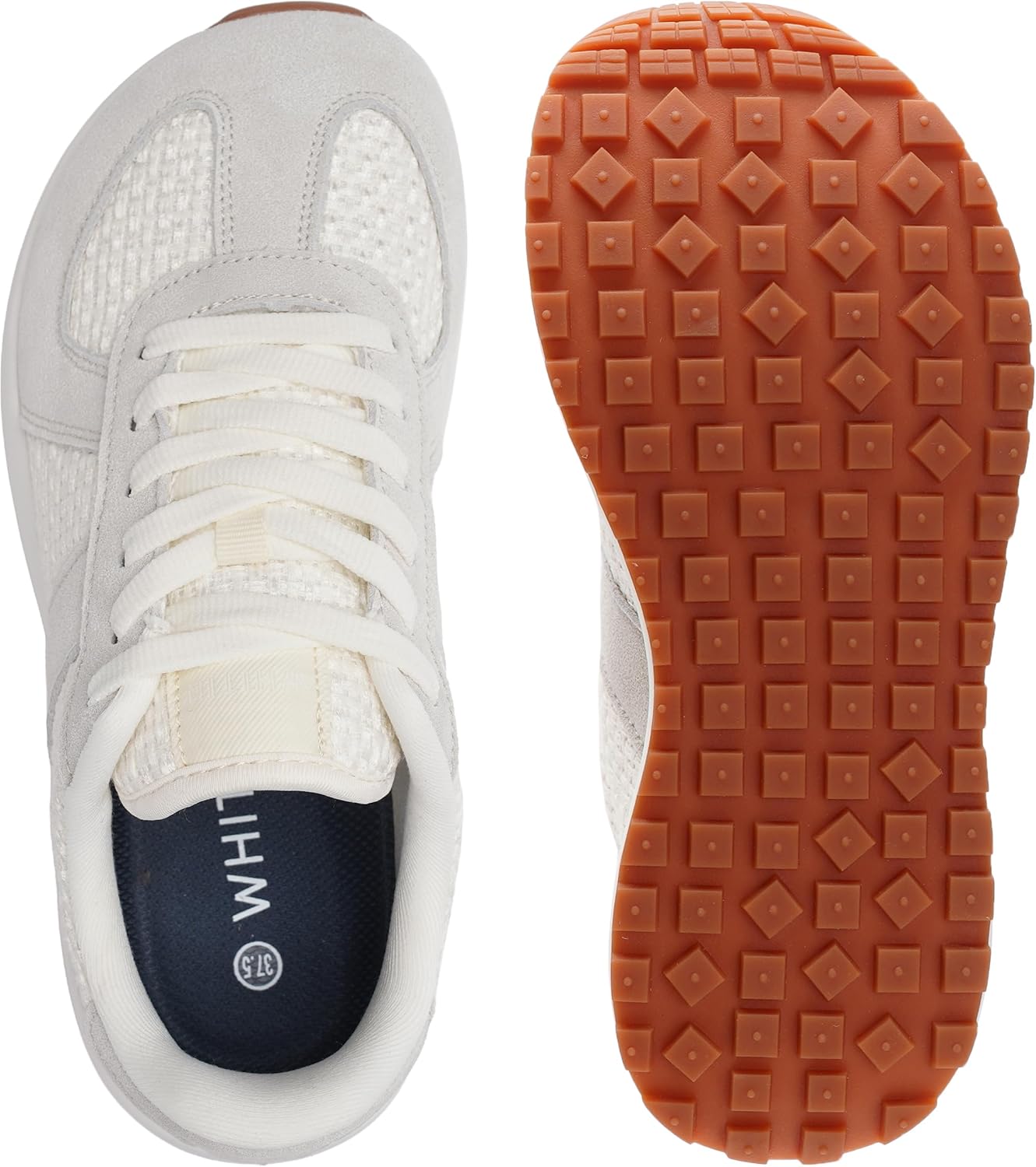 WHITIN Women's Wide Toe Box Retro Patchwork Sneaker | Cushion Support | Width Walking Shoes