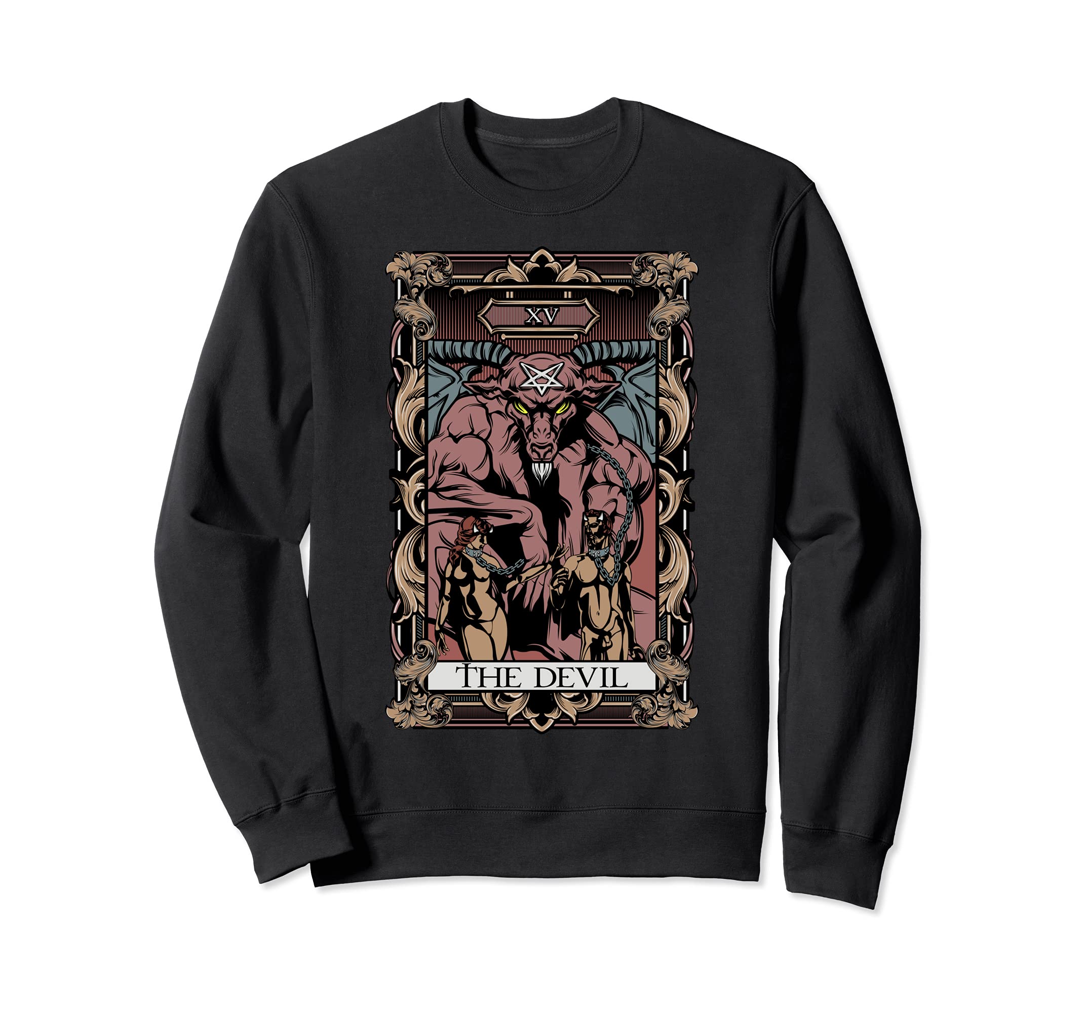 Tarot Card The Devil Baphomet Gothic Occult Witchcraft Scary Sweatshirt, Black