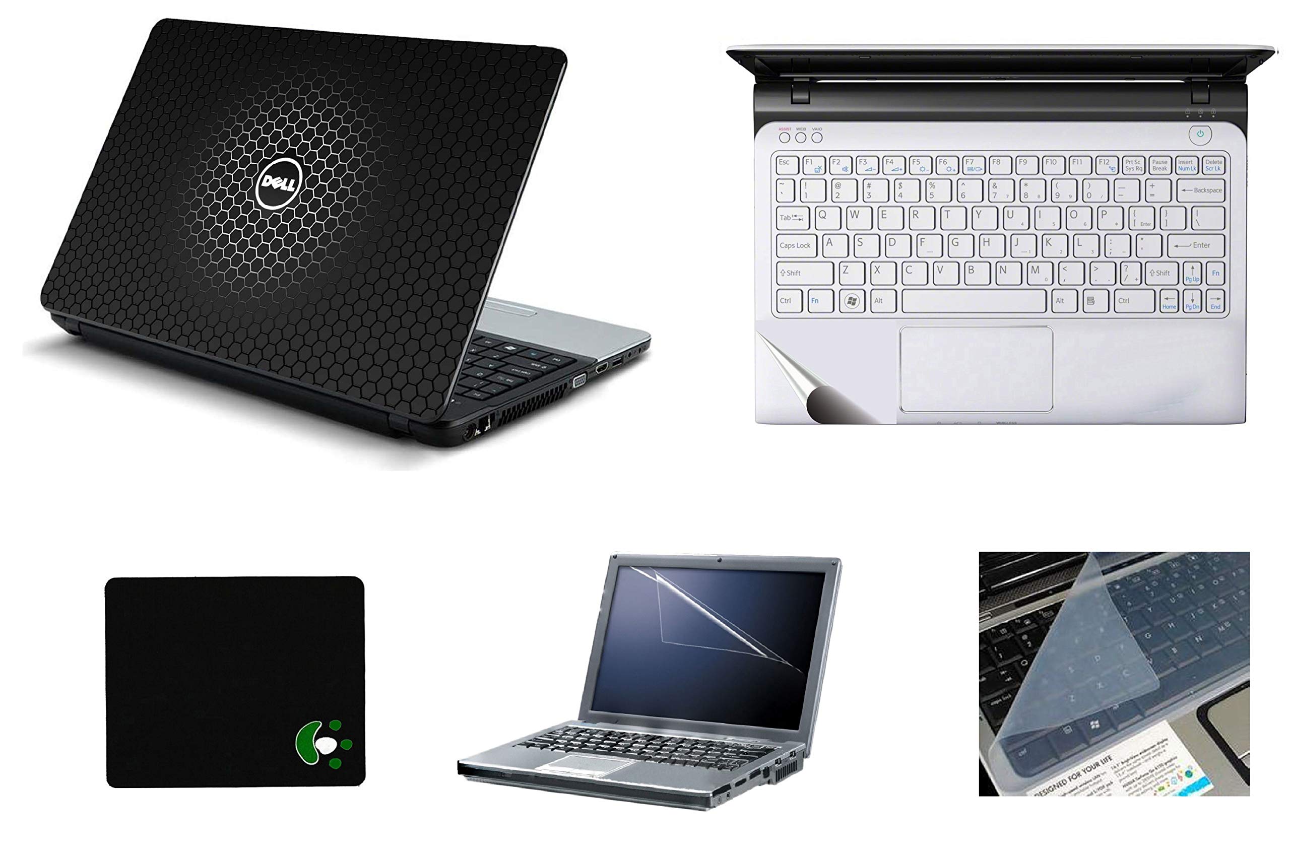 StickerKing 5in1 Laptop Accessories Combo 15.6 Inch Dell Laptop Skins Stickers, Screen Guard, Key Guard, Mouse Pad and Palmrest Skin for HP-DELL-Lenovo-Asus-Acer Laptops || Notebooks (B08P1JH1K4) Amazon Price History, Amazon Price Tracker