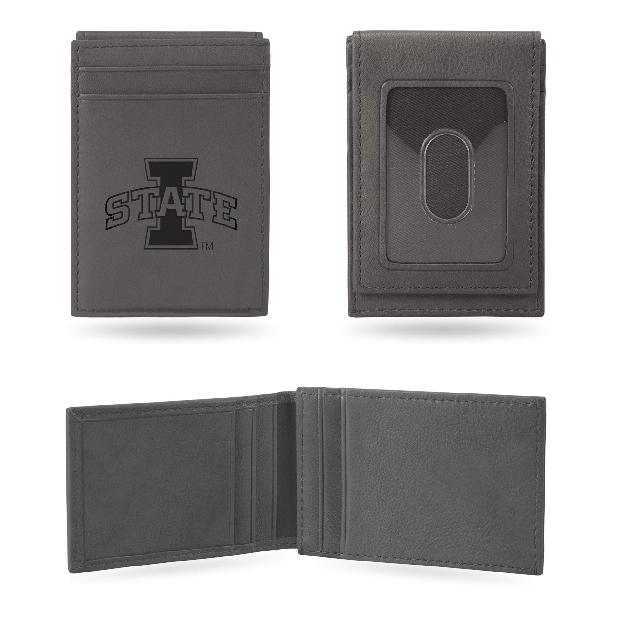 Rico Industries NCAA Gray Laser Engraved Front Pocket Wallet - Compact/Comfortable/Slim