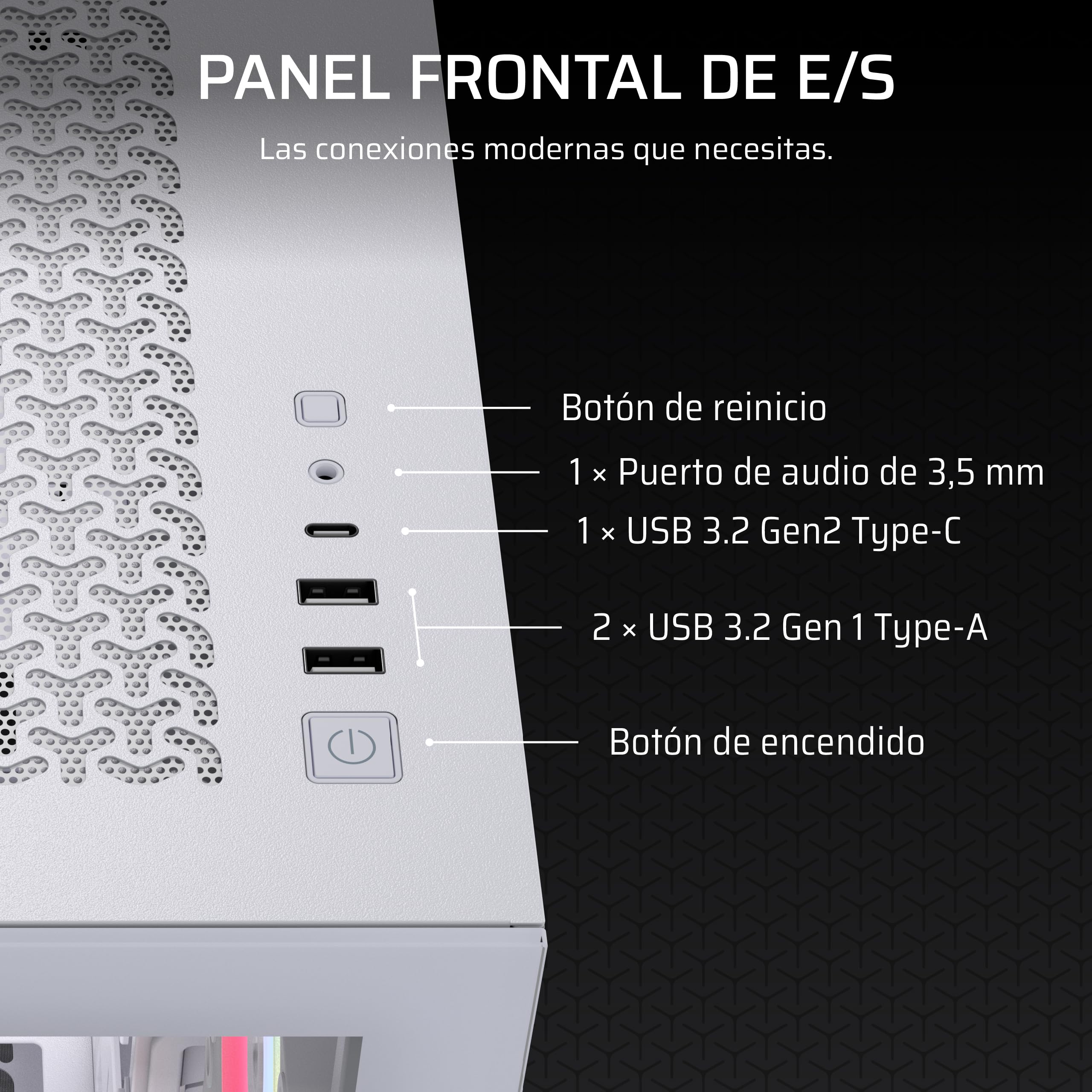 CORSAIR 3500X LX-R RGB iCUE Link Caja de PC Semitorre con Panel de Cristal Panorámico – Incluye 3X LX120-R RGB y iCUE Link System Hub, Puede Incluir hasta 10 Ventiladores de 120mm – Blanco
