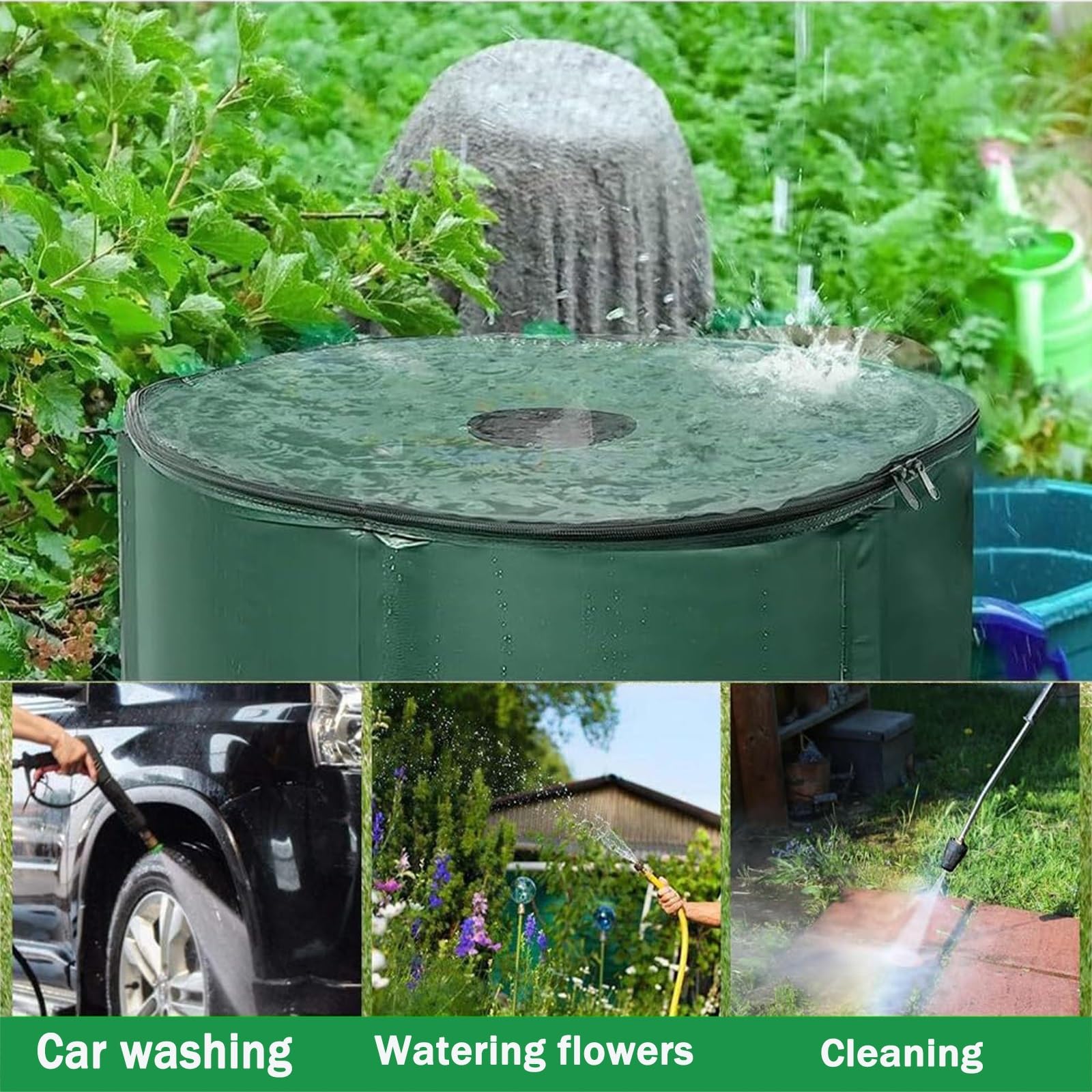 Cisterna Agua for Jardín ，Bidón con Grifo，depósito De Agua Portátil，Tecnología De Costura Termosellada, Impermeable, Tela Resistente, Resistente Al Desgaste Y Duradera.(Black,1000L)