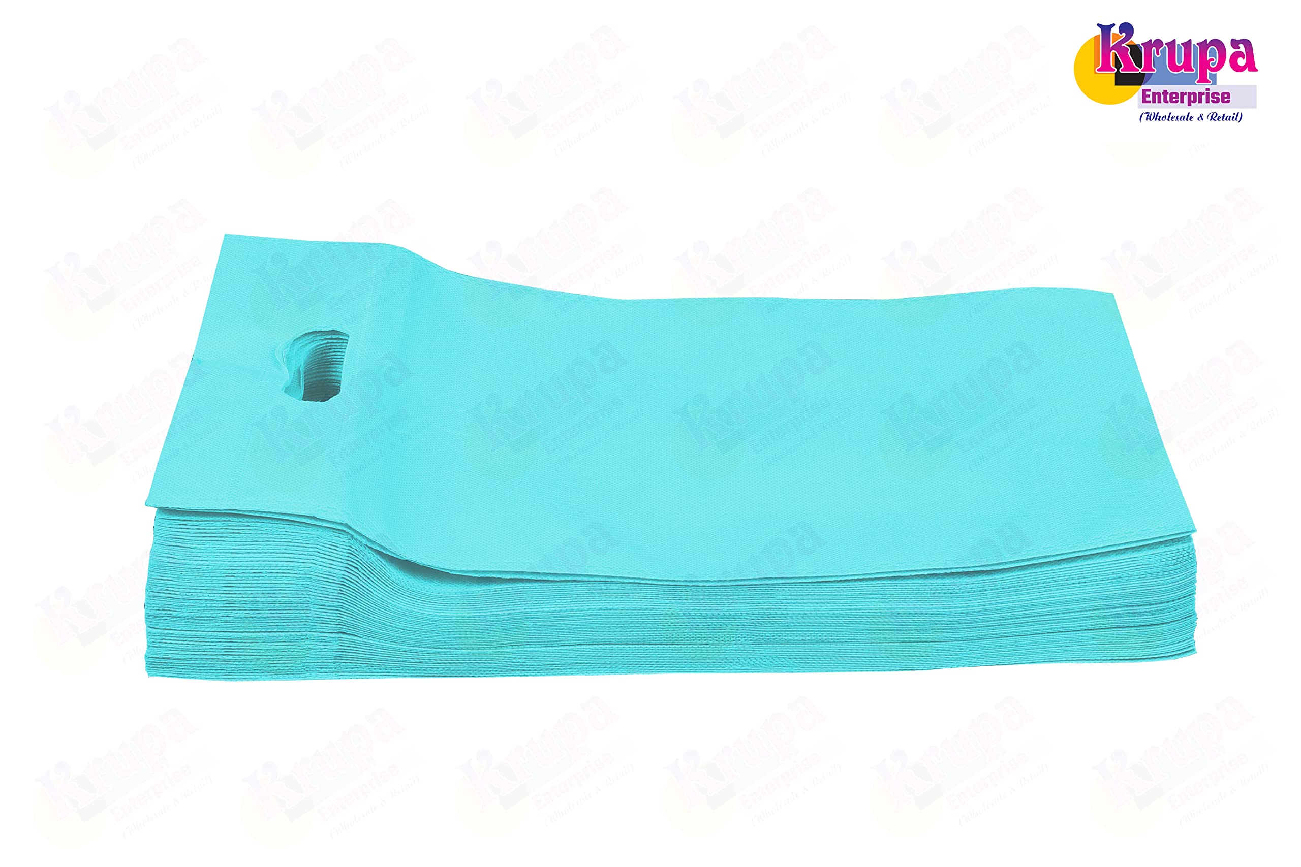 Krupa Enterprise 10x14 Inch Teal D-Cut Cloth Carry Pack of 50 | Eco Friendly Handle Shopping Bag | Reusable Gift Bag Daily Use | Lightweight Durable Grocery Tote | Business Retail Bulk 2