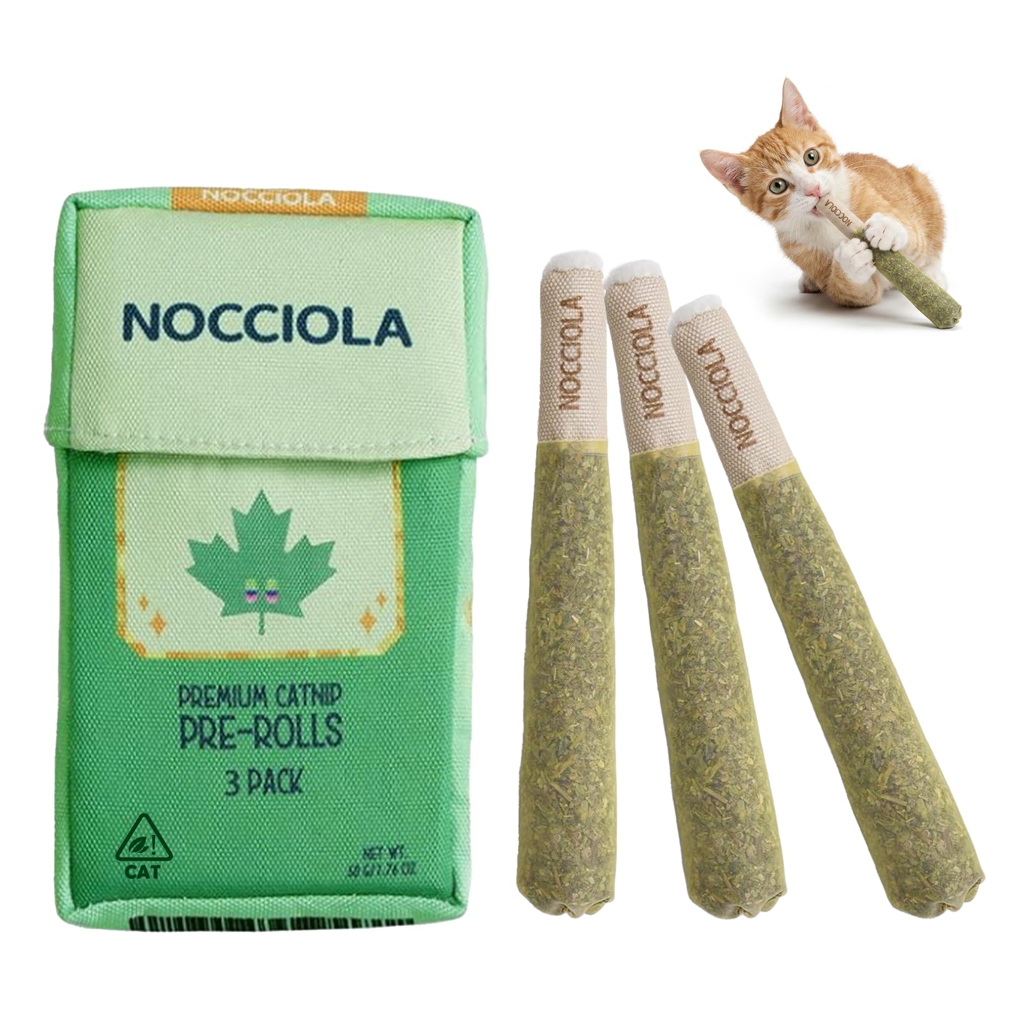 Nocciola 3 Pack Catnip Toys for Cats, Funny Cat Toys Filled with 100% Pure Organic Catnip, Safe Kitten Teething Chew and Kicker Toys, Stress Relieving Fun for Indoor Cats