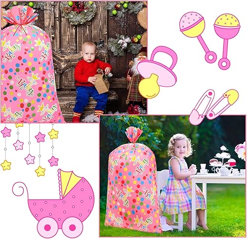 Miniatura 5 de Zonon 3 bolsas de regalo extragrandes de 56 pulgadas con lazos, almacenamiento de plástico de gran tamaño, bolsas de regalo grandes para envolver