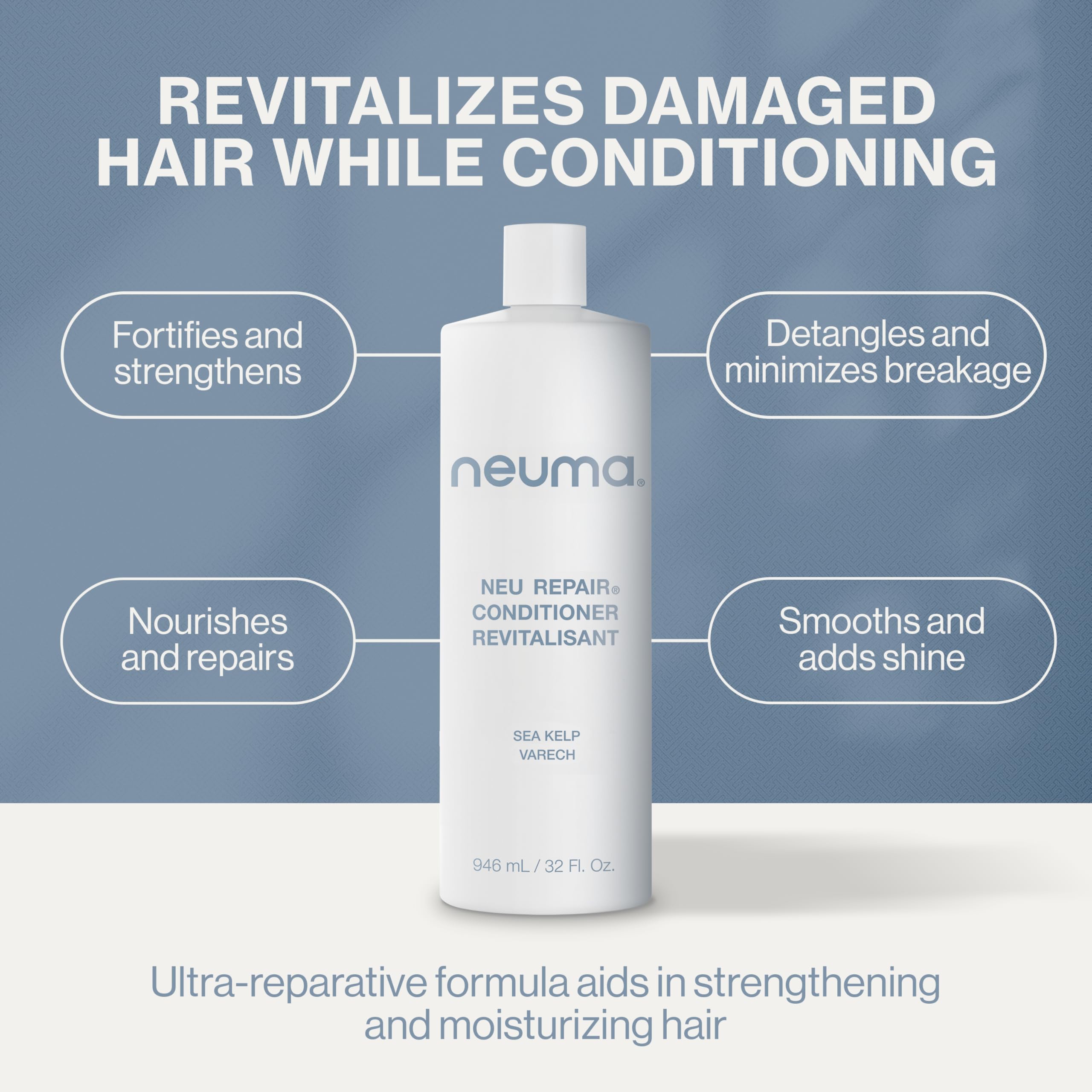 Neuma Neu Repair Conditioner - Protein Hair Treatment for Damaged Hair, Strengthens, Moisturizes, and Reduces Breakage Lemon, Lavender and Fir Needle Scent