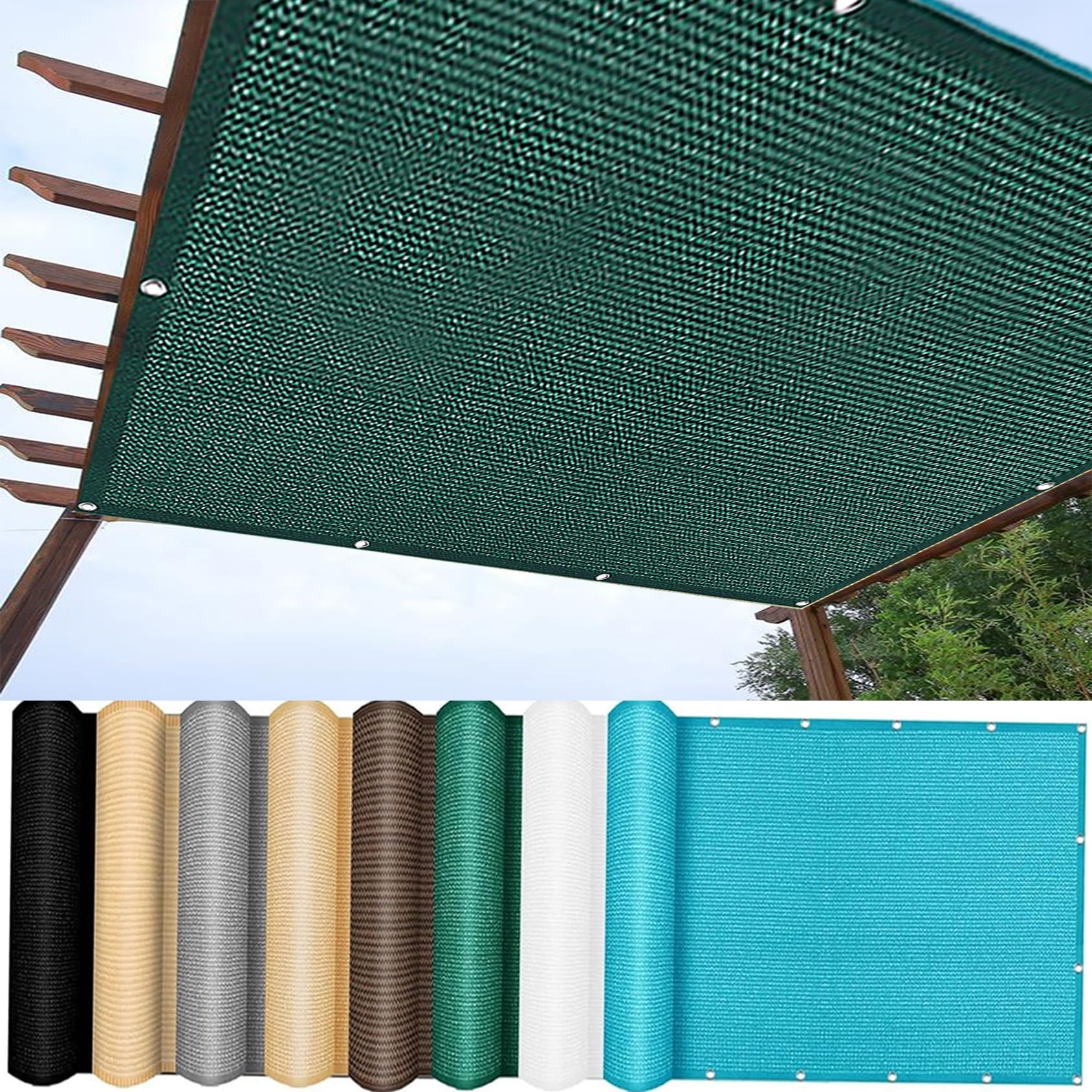 Balcony Privacy Screen 6x0.7m Opaque Patio Protective Screens AntiPeeping Wind UV Protection Cable Ties Outdoor Yard Dark Green