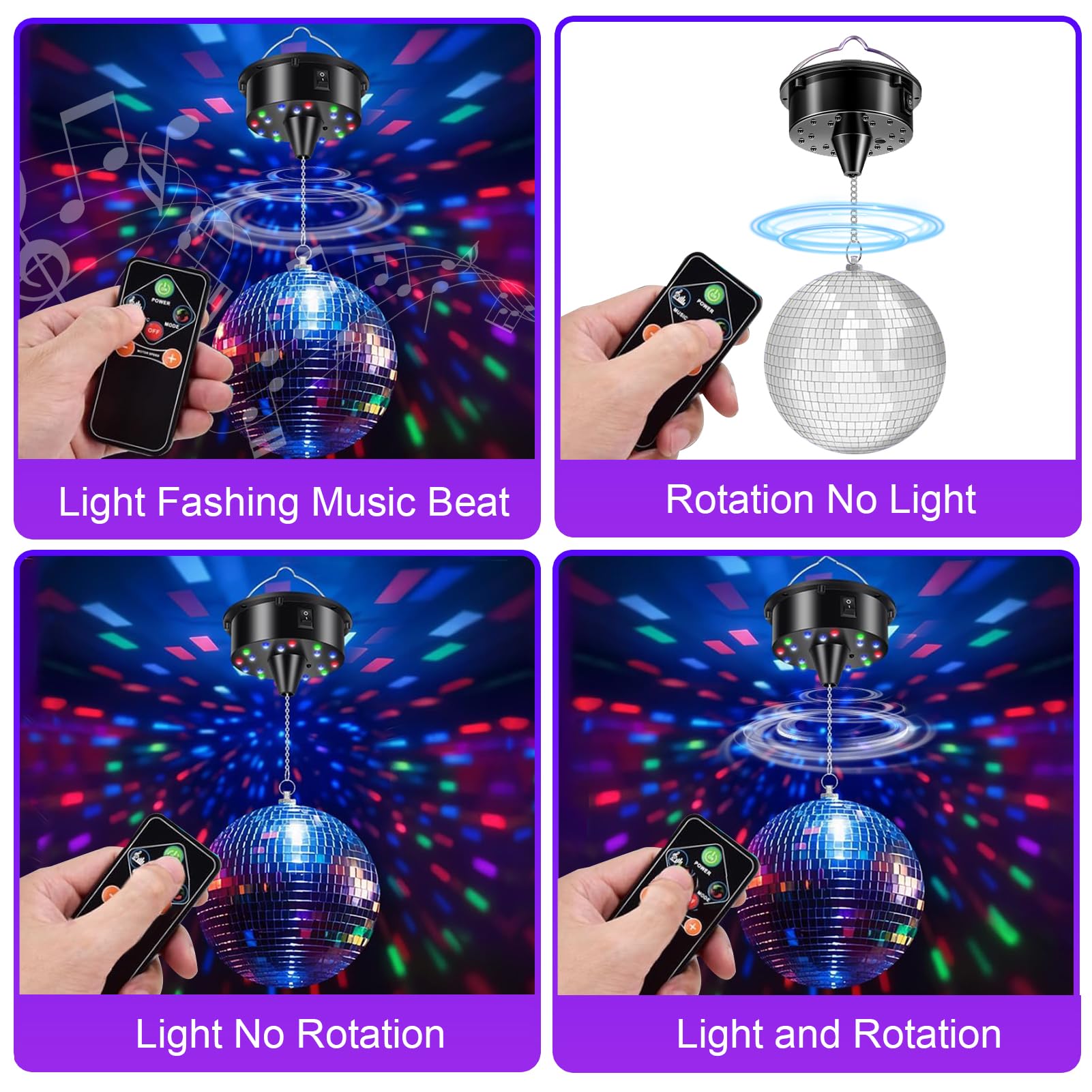 Palla Da Discoteca Palla A Specchio, 15 Cm Palla Da Discoteca Rotante Luce Da Discoteca Luci Da Festa Luci Motorizzate Con Telecomando Per Feste (velocità regolabile)