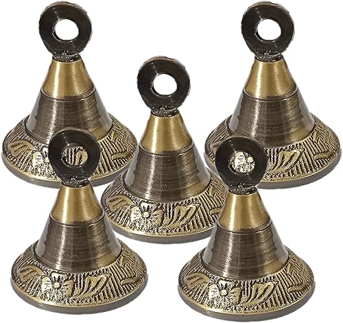 Miniatura 2 de PARIJAT HANDICRAFT Campanas de latón con diseño de elefante, camello de vaca, campanas de latón surtidas, decoración de cascabeles indios