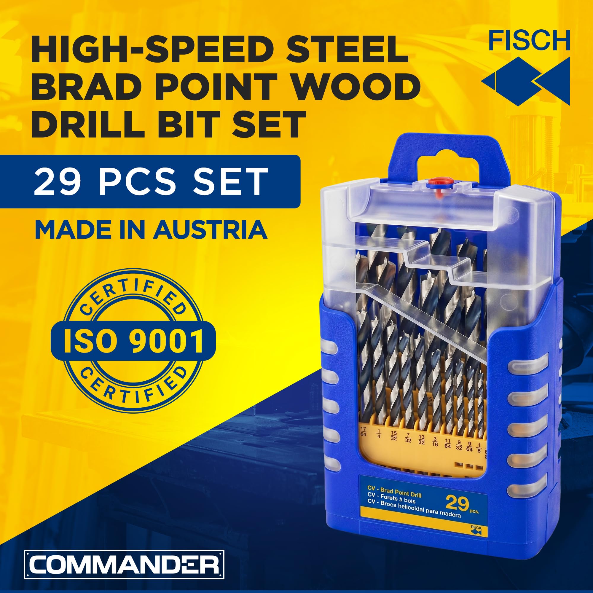 Fisch-Tools 013G0029K01 - Caja de brocas en espiral para madera