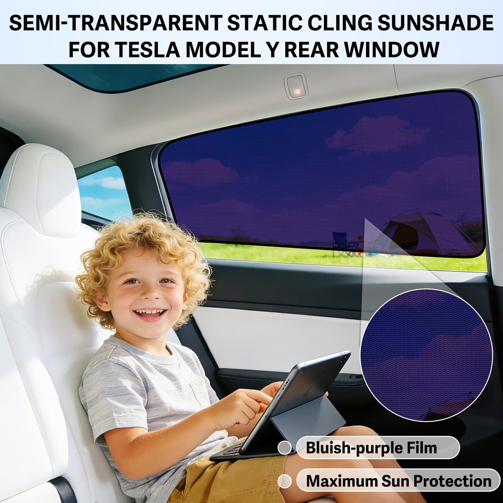 Pare Soleil pour Tesla Model Y 2020-2024 Vitres Latérales,ZATOOTO,Intimité | 2PCS,Installation facile,Intimité,Occultation pour bébé & enfants,Pliable, Durable, Camping & repos