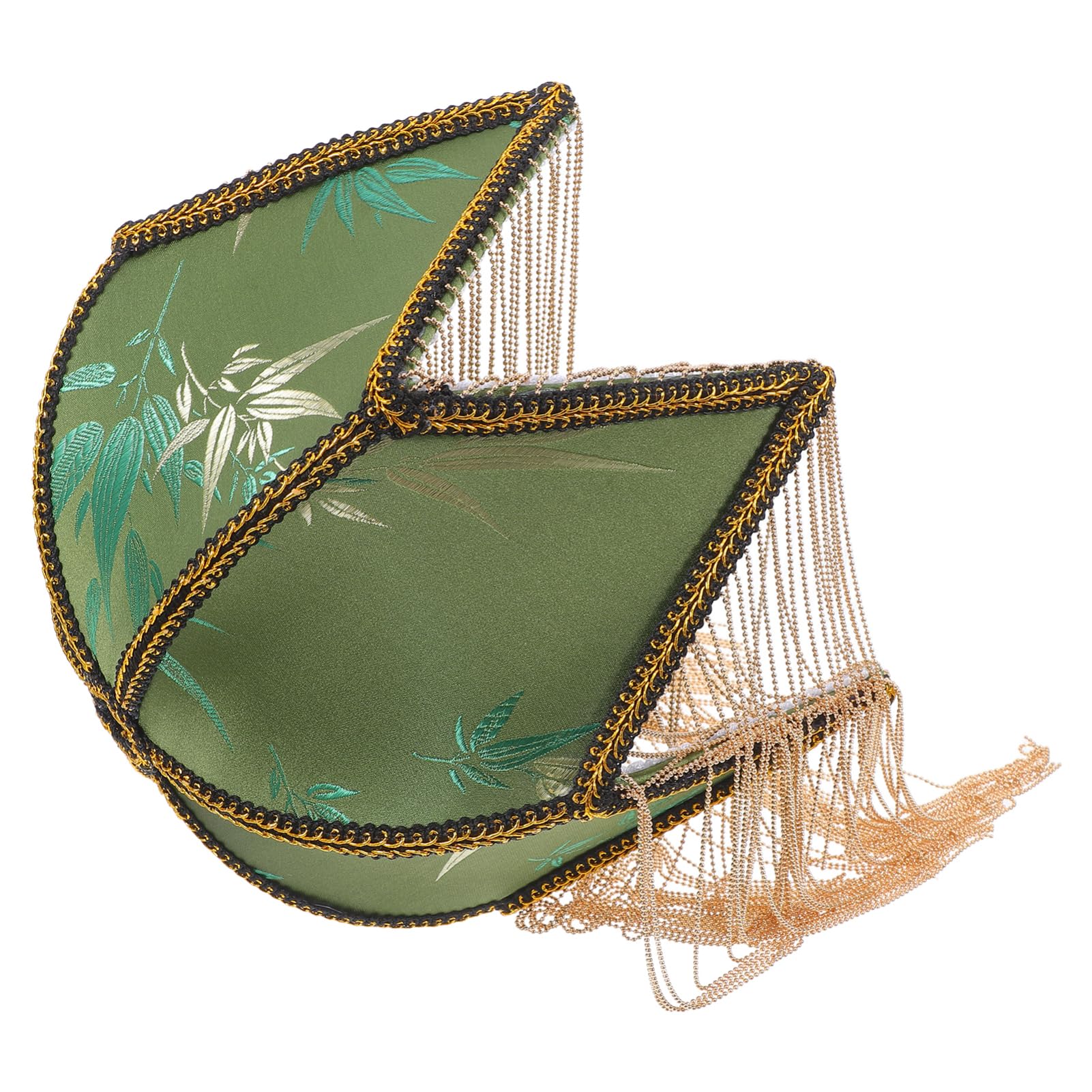 Abat-jour en Tissu à Franges Motif Feuille avec Cadre Fer