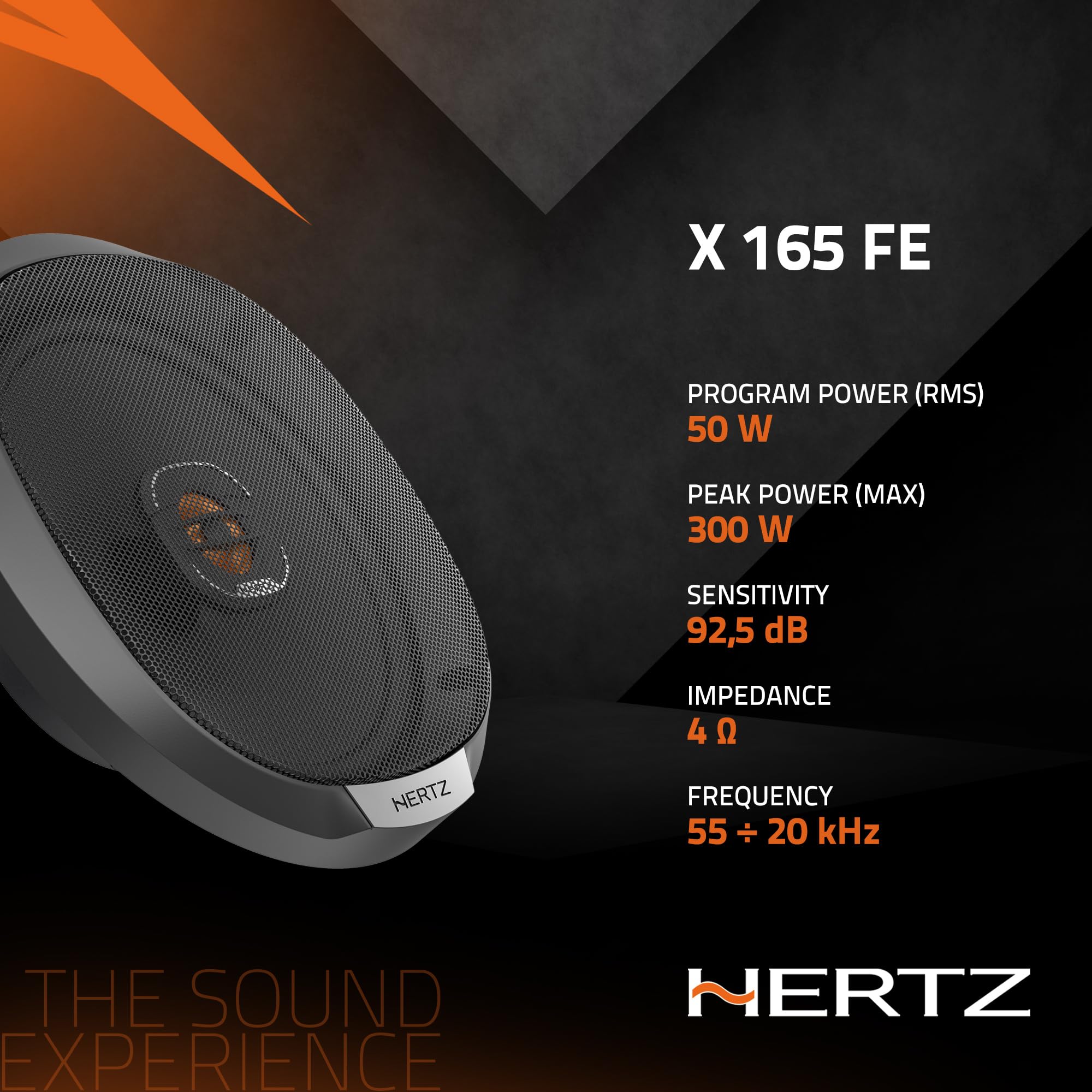 Hertz X 165 Fan Edition - Altavoz coaxial de 2 vías de 165/170 mm, Pico de 200 W, 50 W RMS, 4 ohmios, Cono de Papel de Prensa Repelente al Agua, Tweeter Pei de 24 mm, fácil instalación