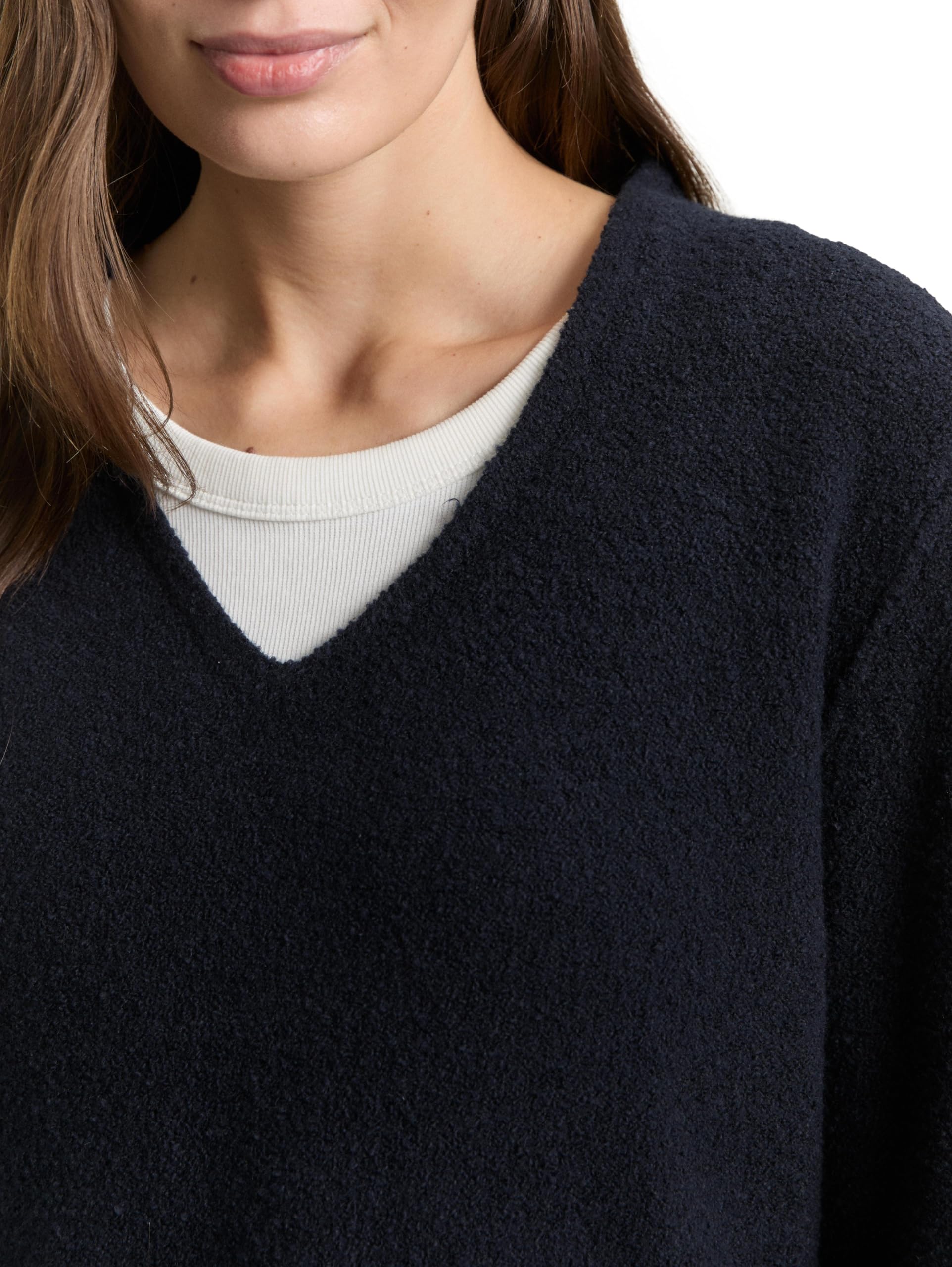 TOM TAILOR Damen Strickpullover mit V-Ausschnitt