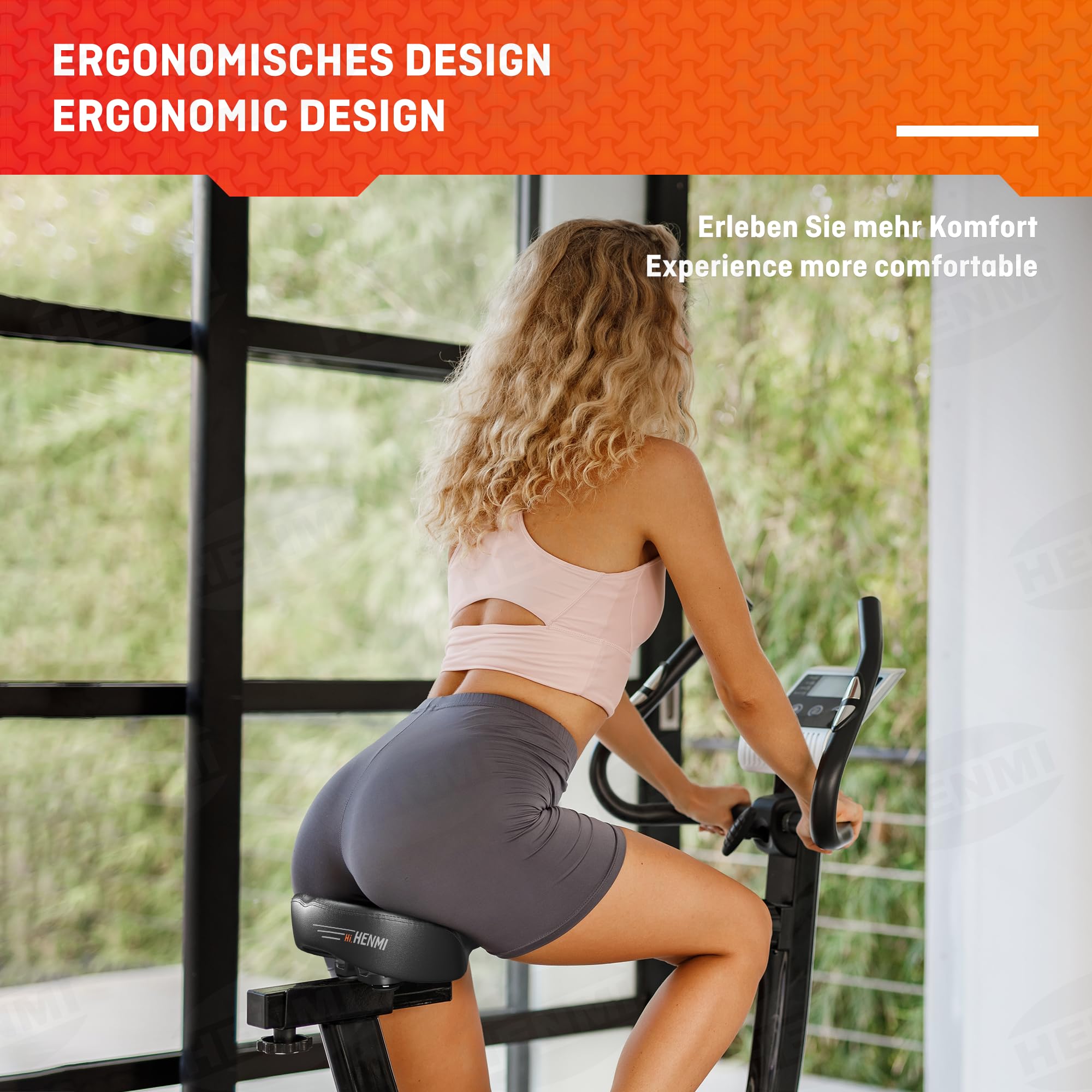 HENMI Sillín de bicicleta estática para personas pesadas, extra ancho, cómodo, suave, para hombre y mujer, sillín de bicicleta con suspensión, ergonómico, amortiguador de golpes, transpirable,