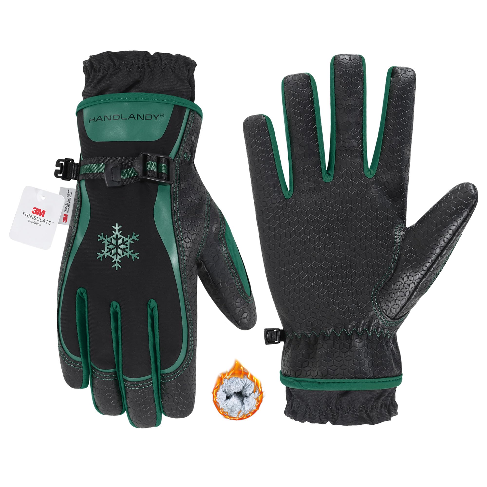 HANDLANDY Gants d'hiver isolés pour homme et femme, imperméables 3M Thinsulate pour écran tactile, le travail en plein air, la neige et le ski
