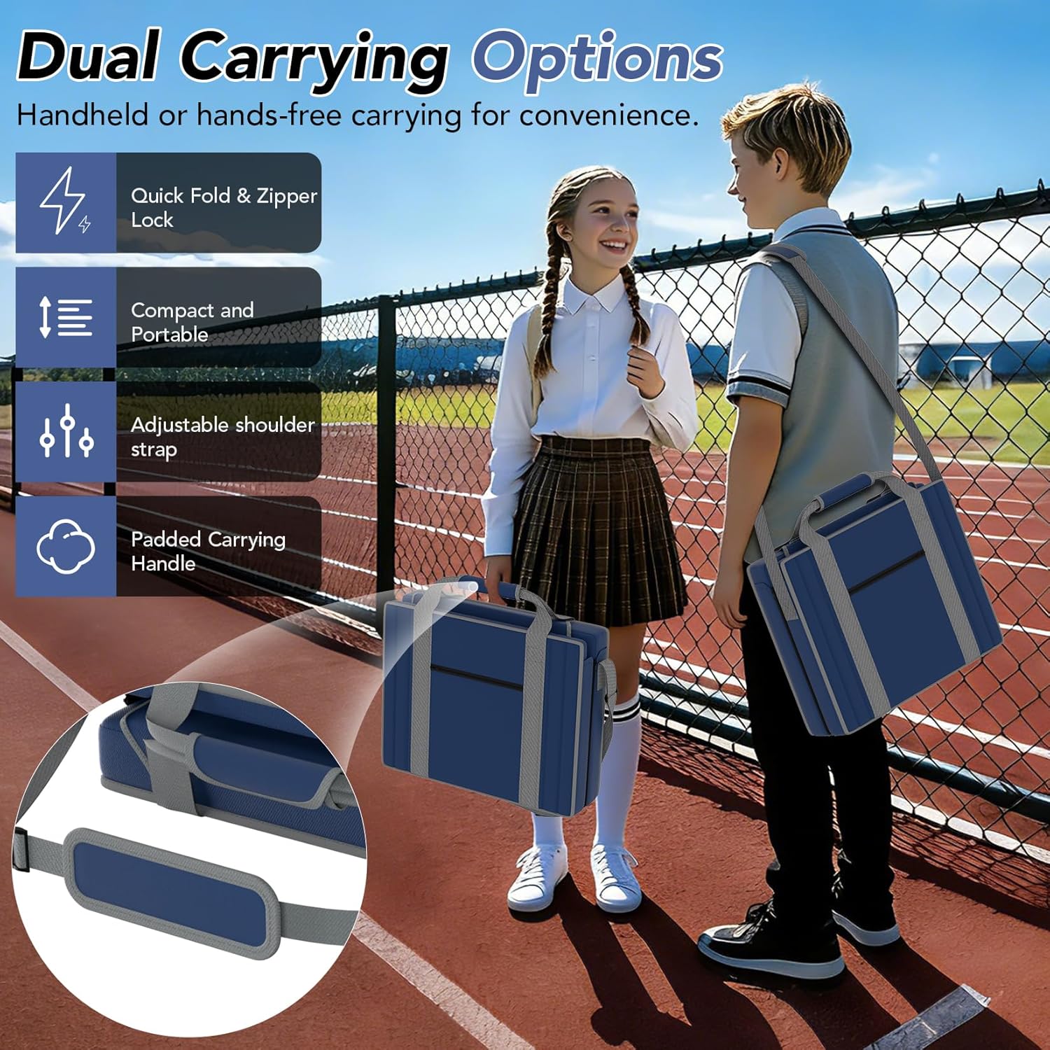 Stadium Seats with Back Support 2PACKS Adjustable Bleacher Chairs with Back and Cushion Bleacher Seat with Cup Holder, Carry Handle & Shoulder Strap for Outdoor Sports Events, Picnics, Beaches