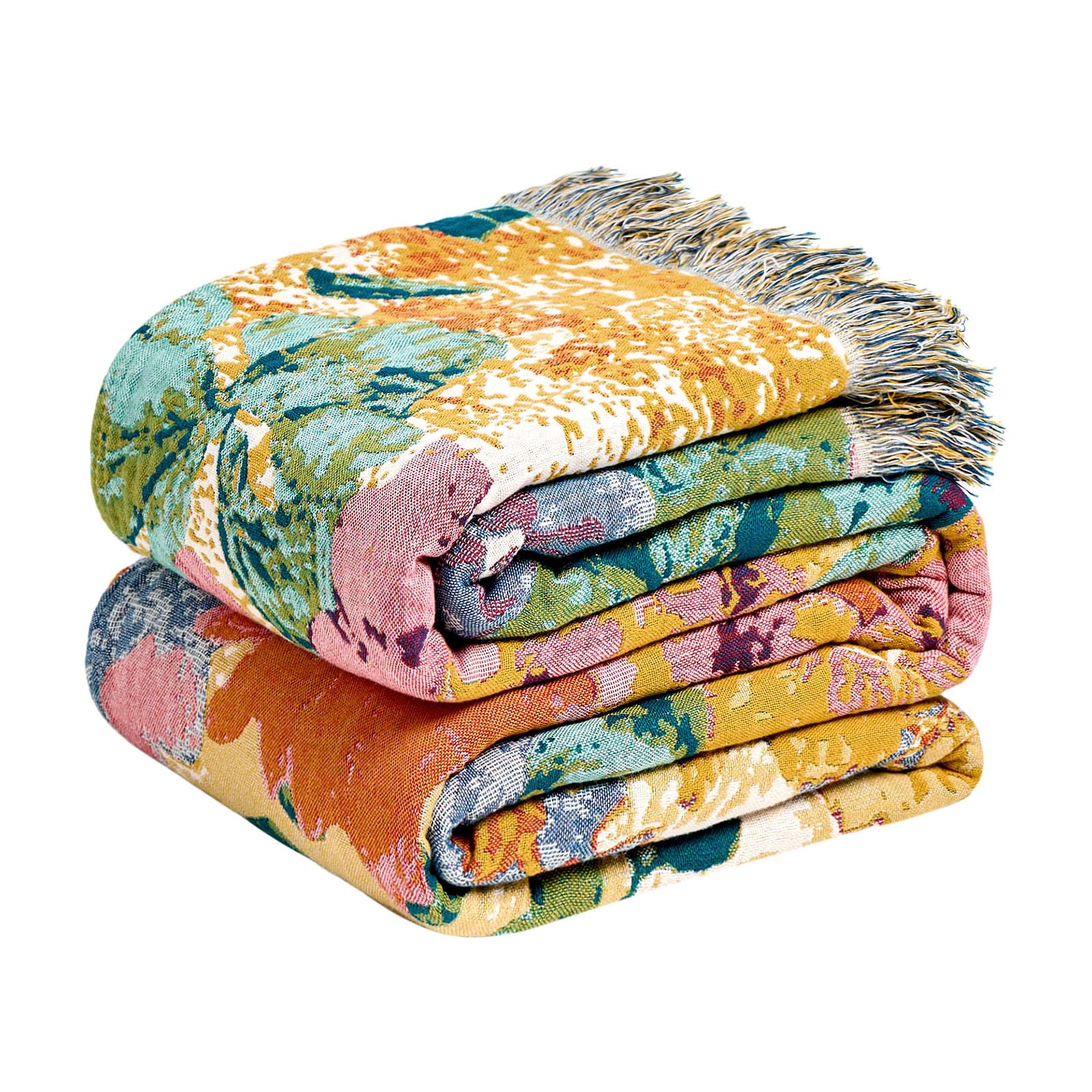 LUTBM Boho Throw Blanket for Couch 50"x60", Cotton Decorative Bed Throws