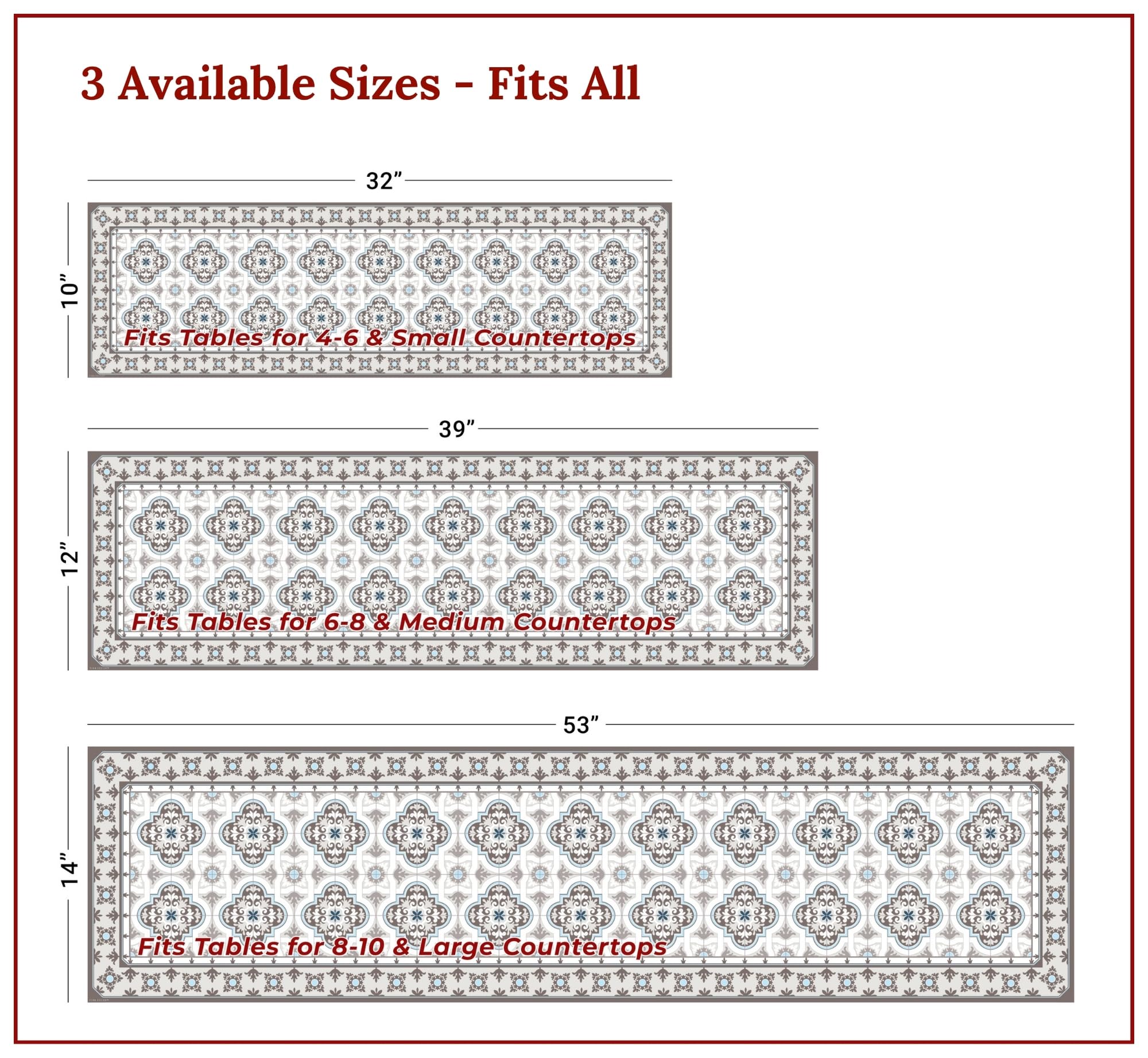 IRI-GIRI Salvamanteles decorativos y caminos de mesa de cocina con asas de calor hasta 365 F, antideslizante, lavable a mano y conveniente para platos calientes y ollas, 53 x 13 pulgadas, Toscana 7253