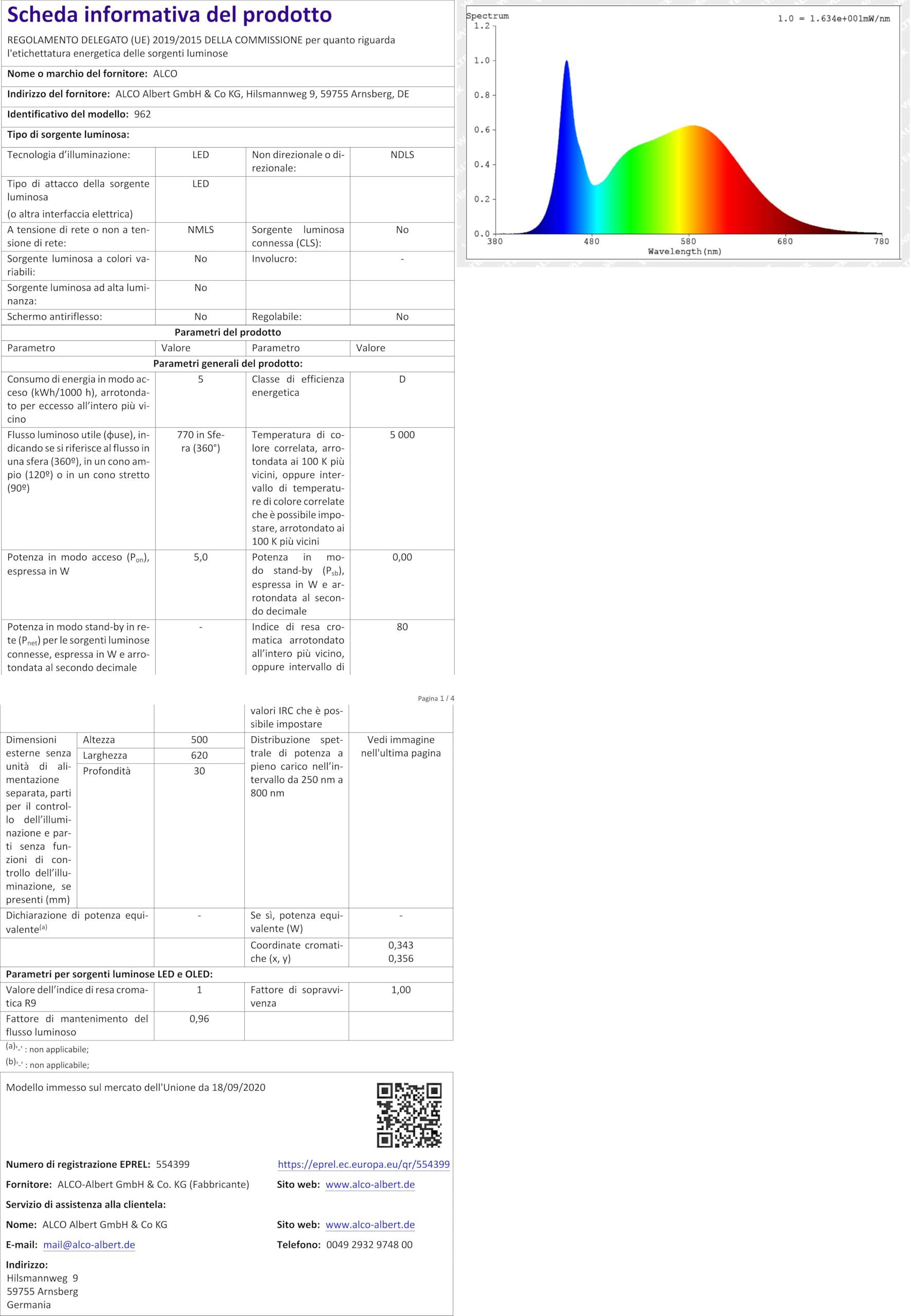 Alco-Albert - Lampada da scrivania a LED con Morsetto, 20 LED, 7 W, Nera