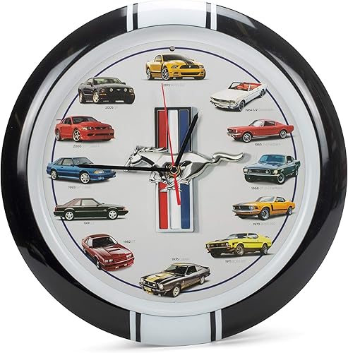 Miniatura 1 de Mark Feldstein & Associates History of Mustang - Reloj de pared con sonido, 13 pulgadas, color negro