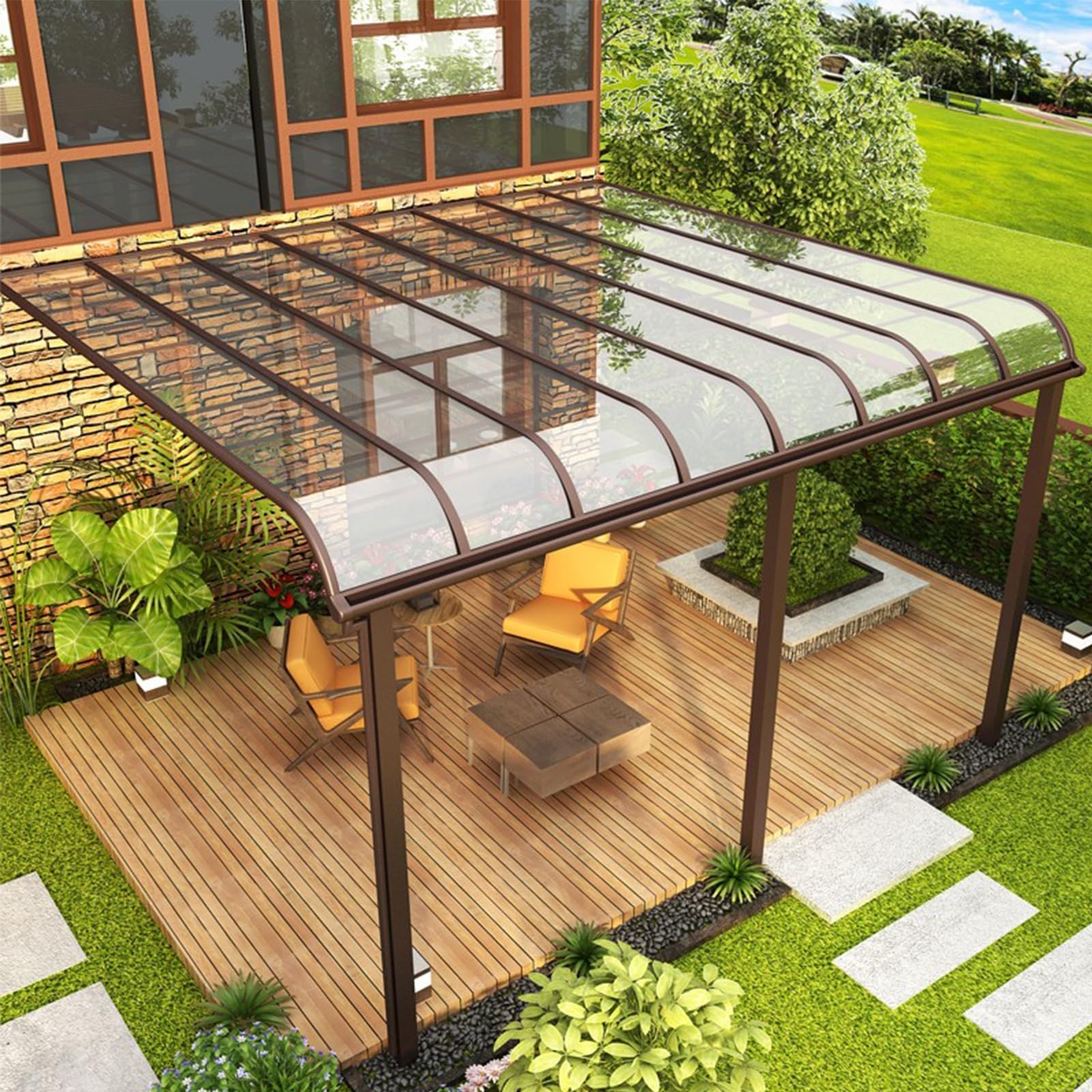 2mm Polycarbonate Transparent Plastic Sheet Plastic Roof Panel,Weather-Resistant and Transparent Greenhouse Roofing Sheets,Protection Rain Outdoor Awning Covers