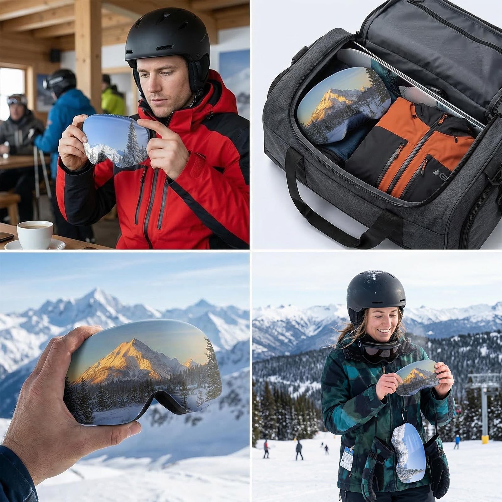 Housses de Protection pour Lunettes de Ski Lot de 2, résistantes à l'impact et à l'eau, avec Fermeture éclair