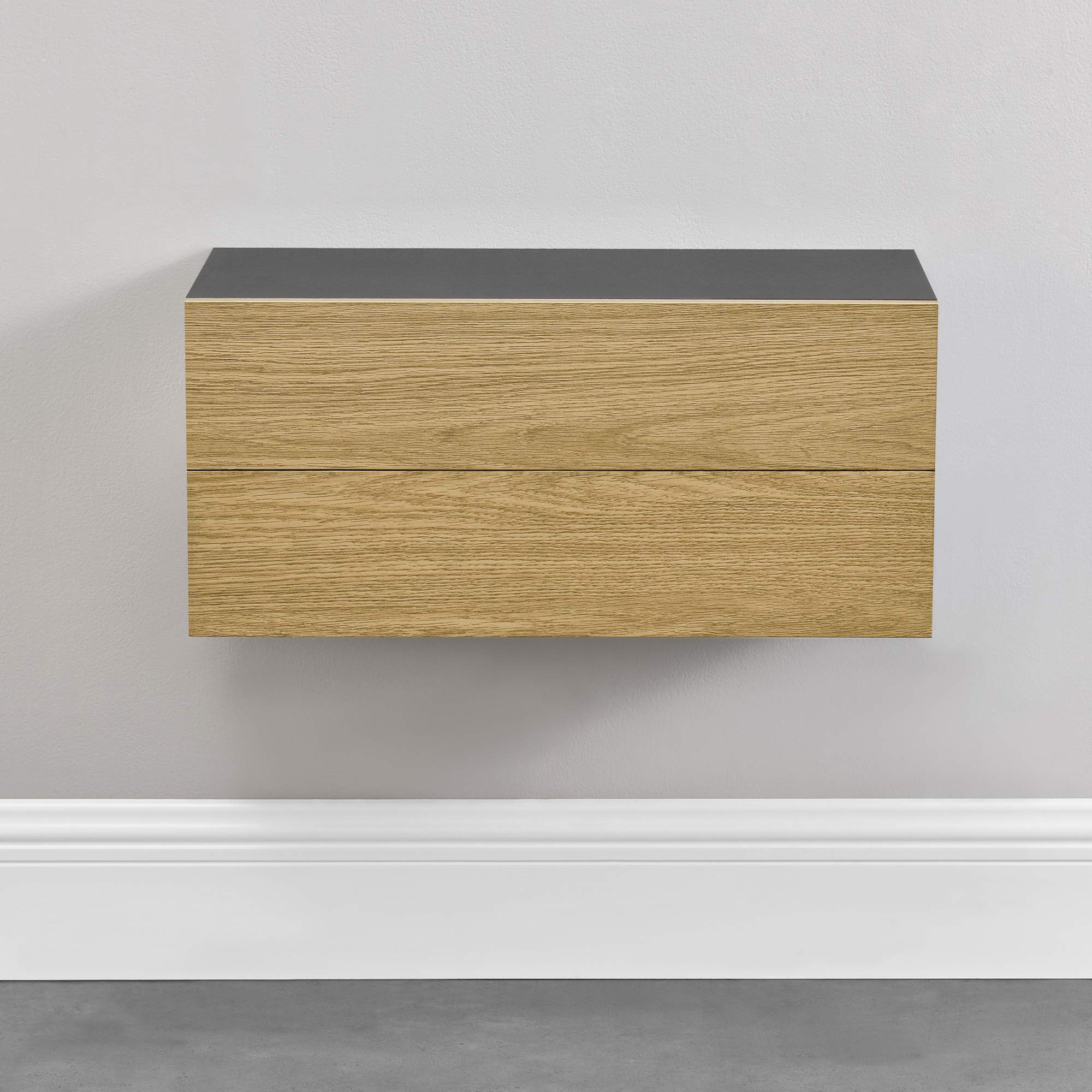 [en.casa] Set di 2 Mensole da Parete con Cassetto Integrato Comodini Sospesi Salvaspazio 50x24x12 cm per Soggiorno Camera da Letto Ingresso - Nero/Effetto Legno