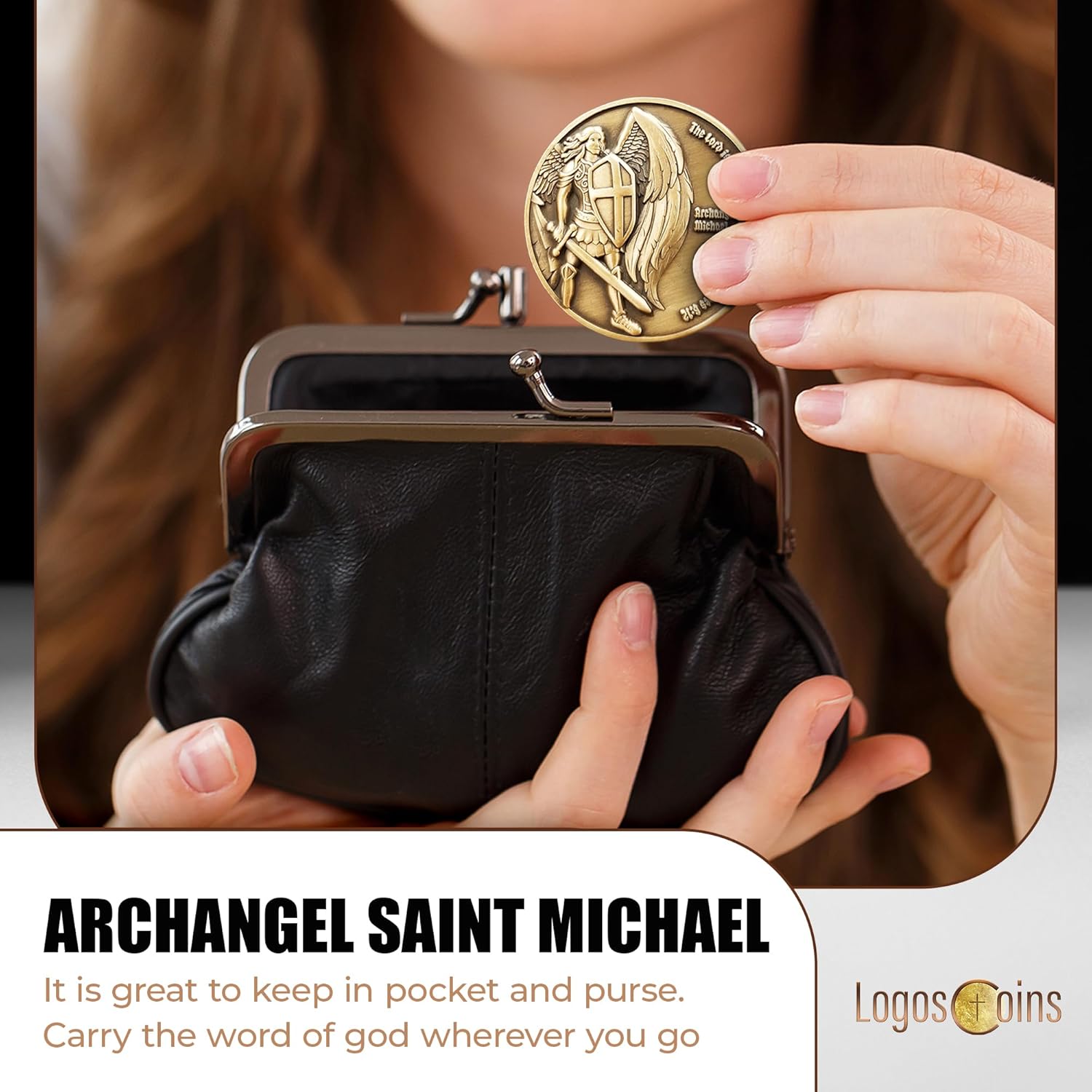10Pc Archangel Michael Challenge Coin, Quis Ut Deus - 1.75" Antique Gold-Color Plated St Michael Prayer Token - Commemorative Religious Coins - Christian Coin Gifts for Collectors, Bible Study