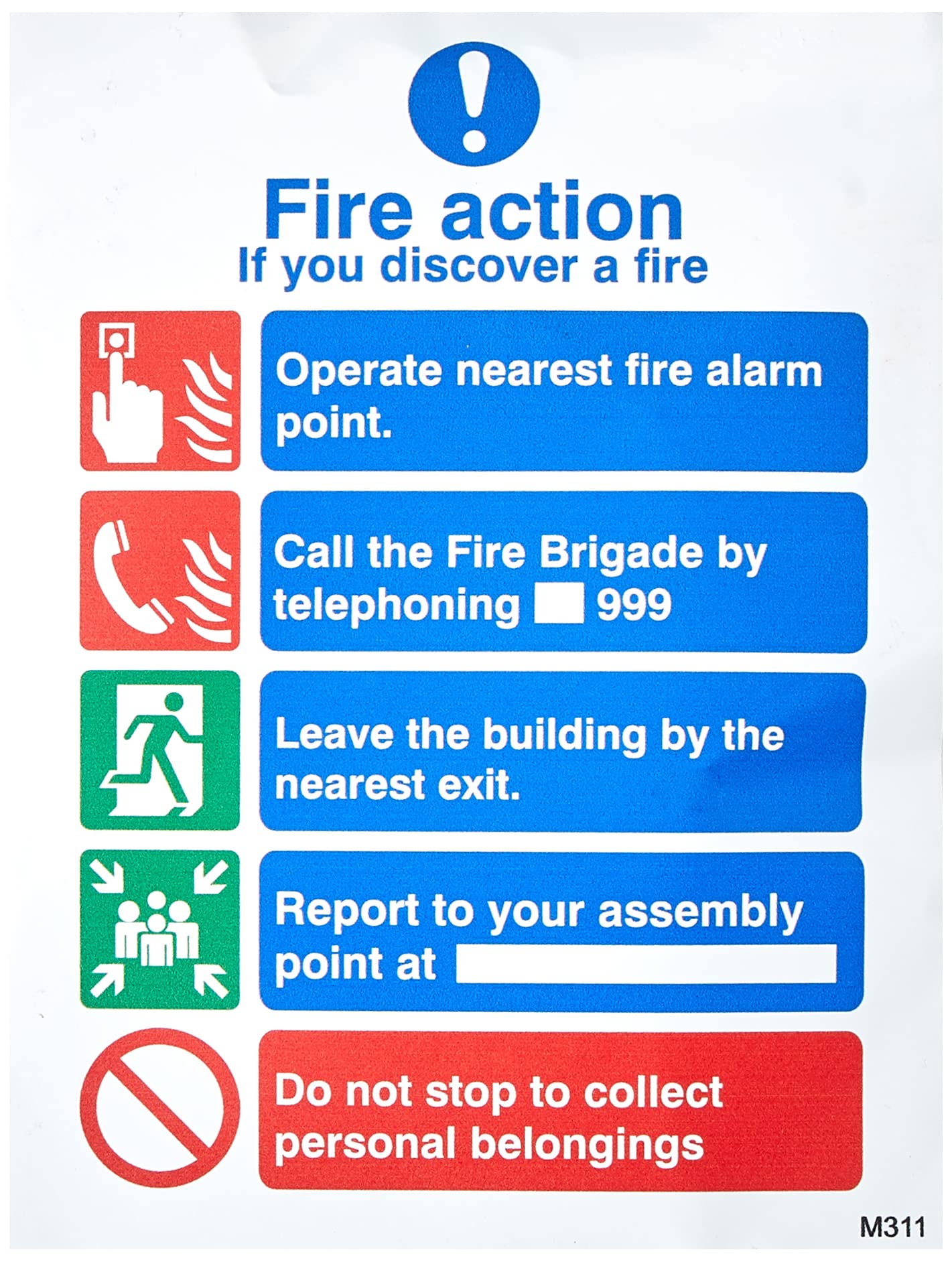 Seco Fire Action - If You Discover A Fire Sign, 150mm x 200mm - Self Adhesive Vinyl
