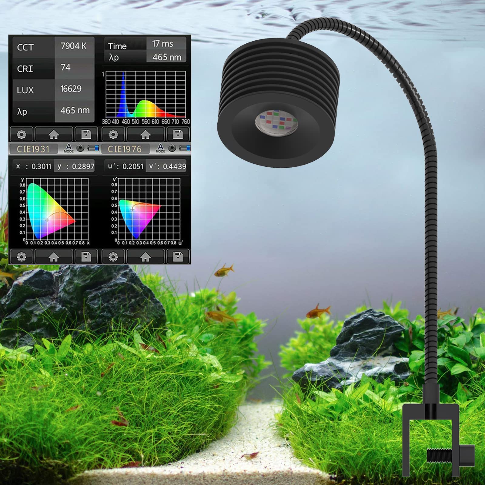 Buy Lominie LED Aquarium Light, Full Spectrum Fish Tank Light, Clip on