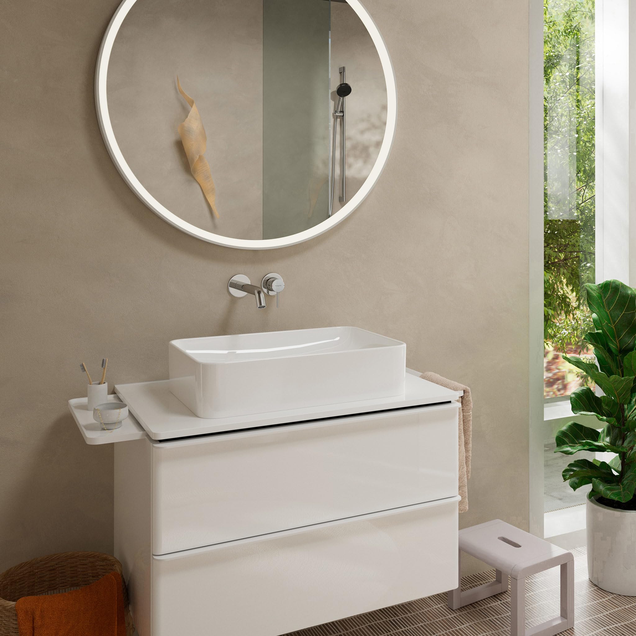 hansgrohe Tecturis S, Bathroom tap Concealed for Wall mounting with Waste Set including spout - Image 2